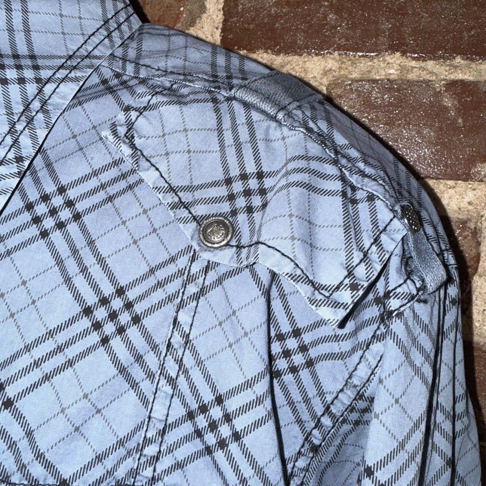 FUSAI Utility Shirt Mens XXL Blue Plaid Zip Pocket Military Shirt Size US XXL / EU 58 / 5 - 6 Thumbnail