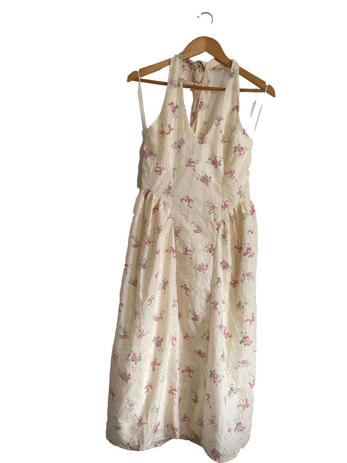 Other Thirty Thirty LA Cream Broderie Halter Midi Dress M BNWT Size M / US 6-8 / IT 42-44 - 2 Thumbnail