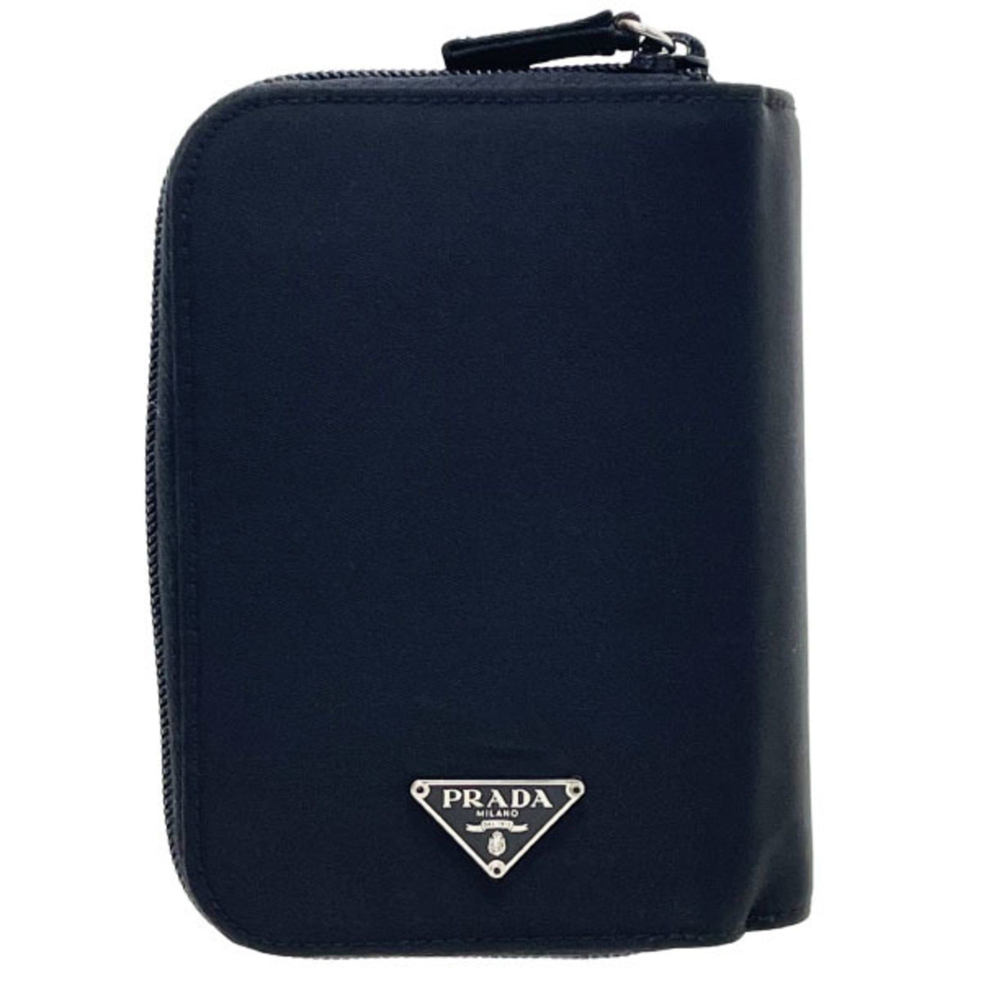 Prada Prada Triangle Agenda Planner Cover, Nylon and Leather, Black, with Triangular Plate, Fits Address Books, Memo Pads, Notebooks, 6-Hole Design, Suitable for Medium Wallets, NERO HW-16376 Size ONE SIZE - 1 Thumbnail