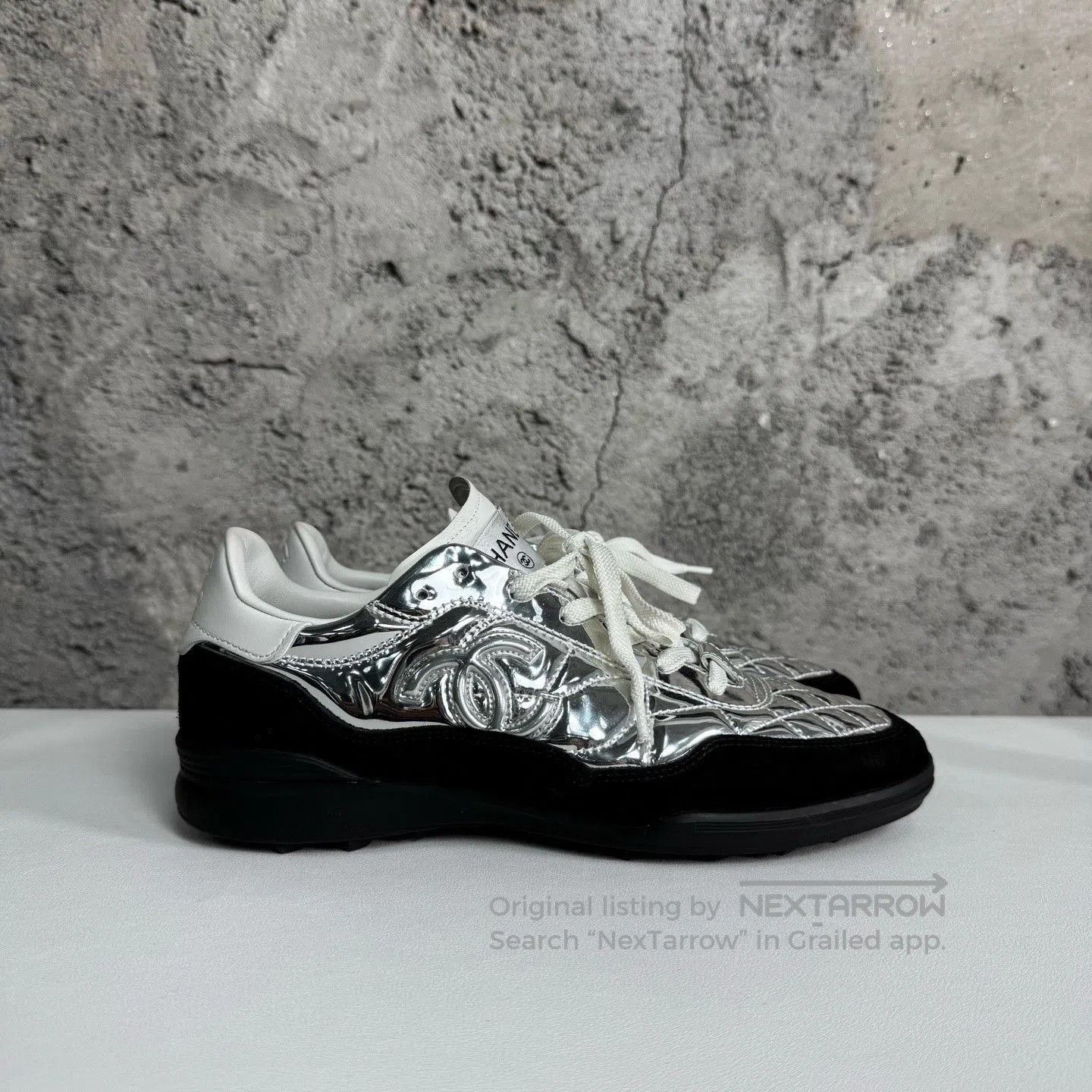 Chanel Chanel Quilted Silver Sneakers. Size US 8 / IT 38 - 1 Thumbnail
