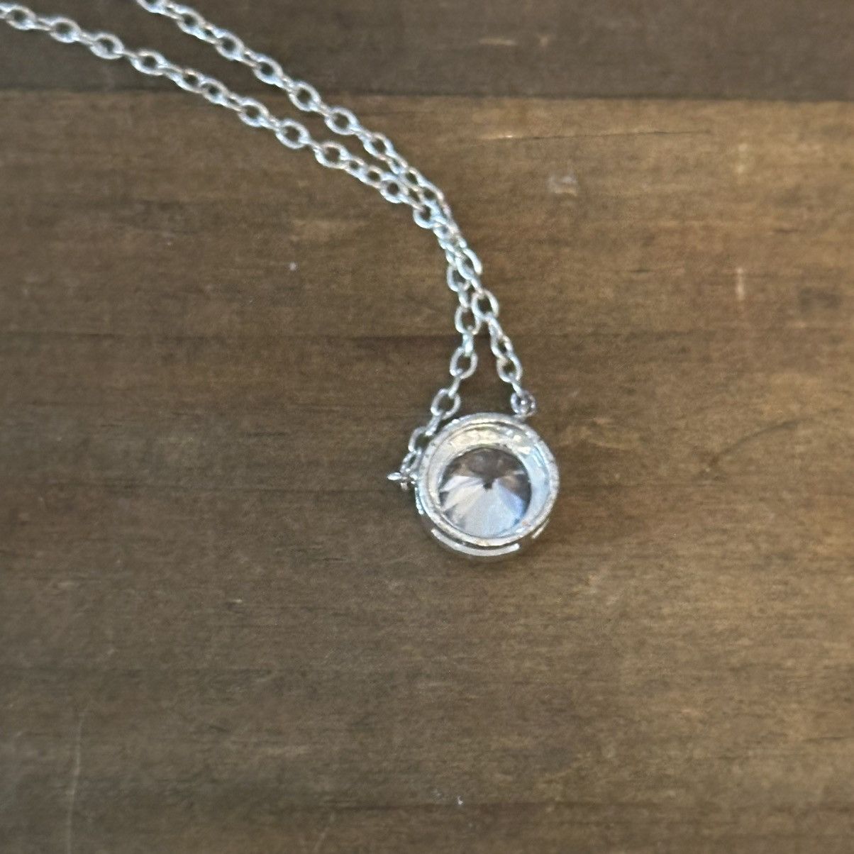 Vintage Vintage LA signed silver tone solitaire CZ pendant necklace Size ONE SIZE - 5 Thumbnail
