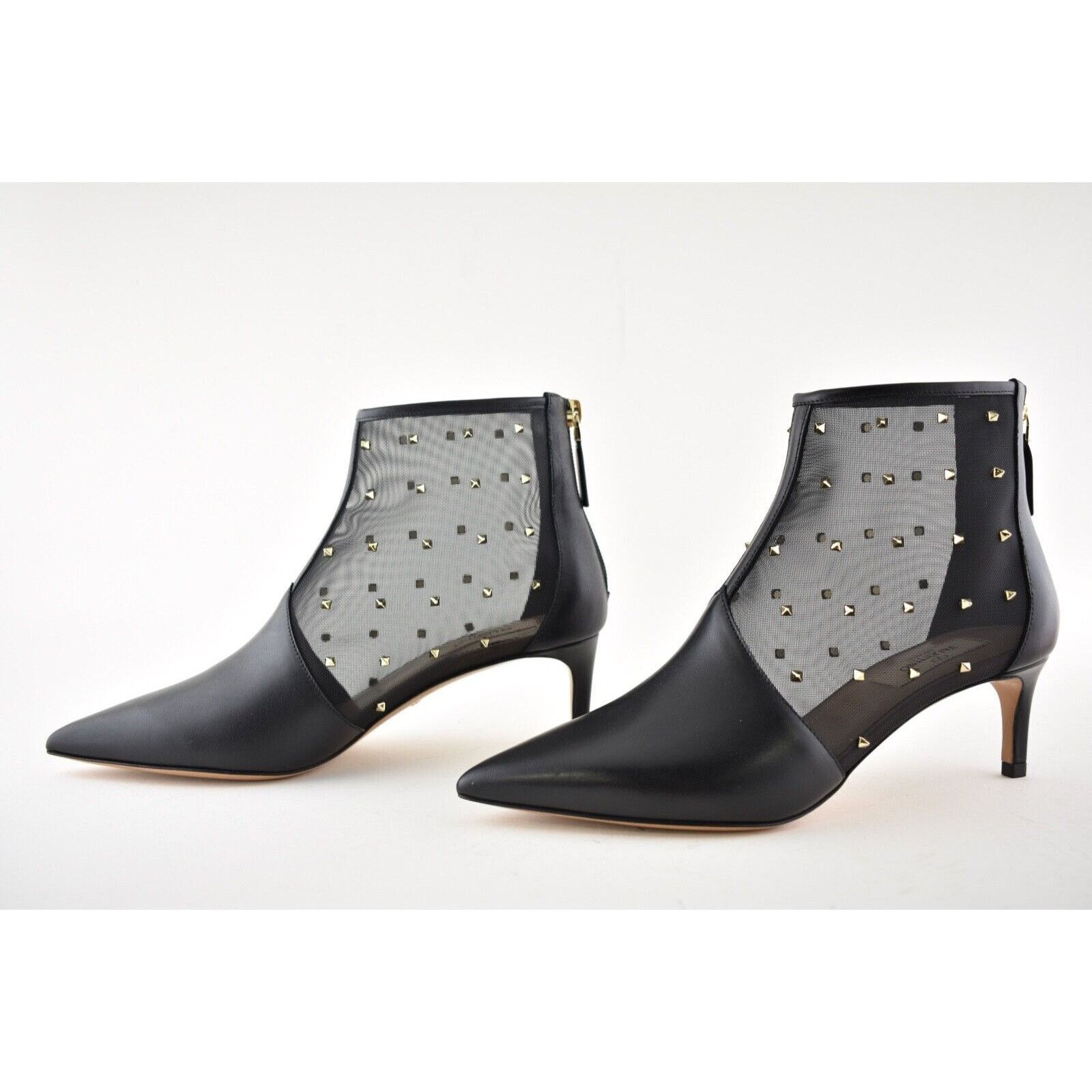Valentino Valentino Rockstud Shining Mesh Black Leather Stud Kitten Size US 6.5 / IT 36.5 - 10 Thumbnail