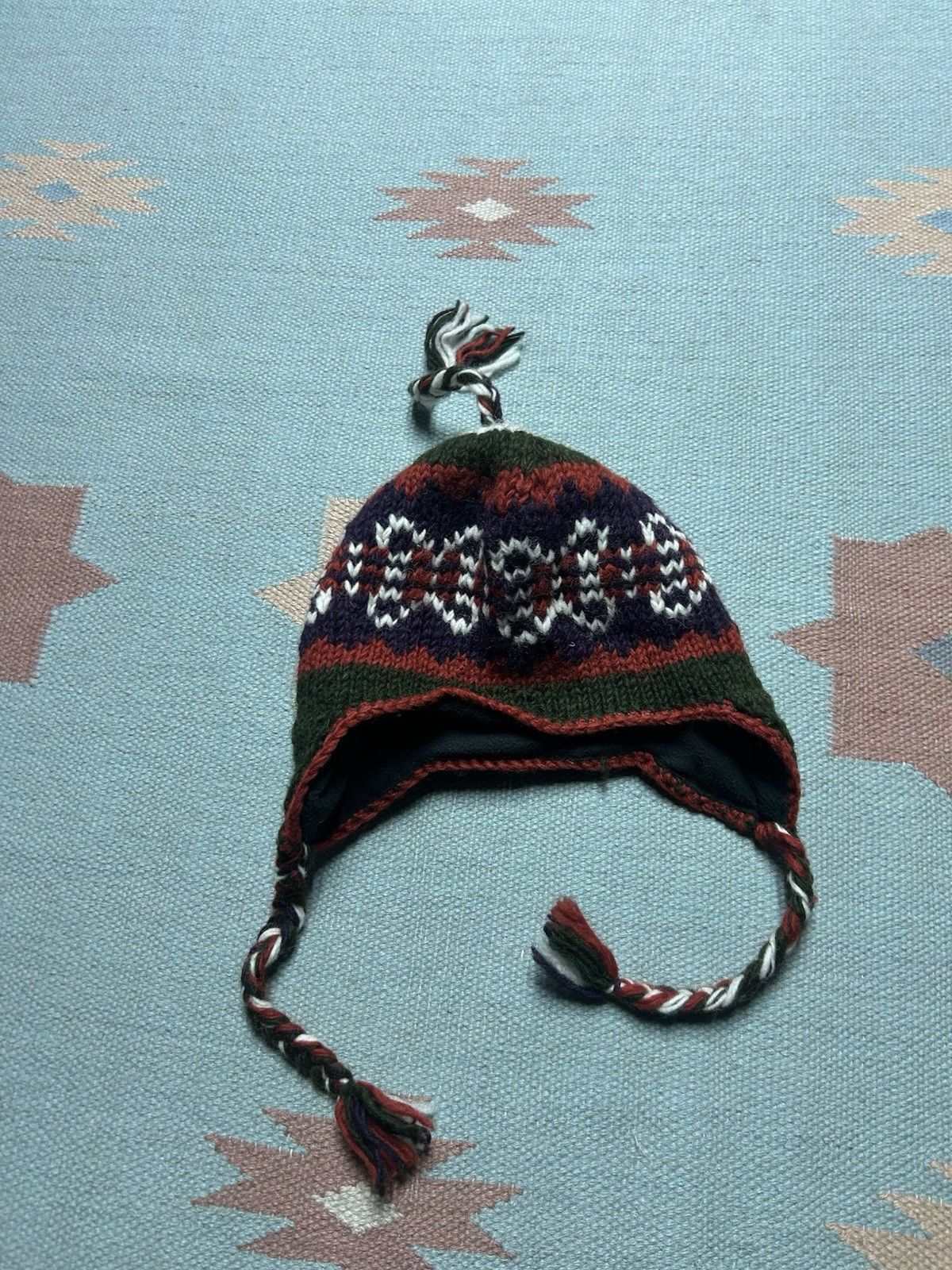 Vintage Vtg wool knit beanie toboggan winter hat Nepal lined small Size ONE SIZE - 2 Thumbnail