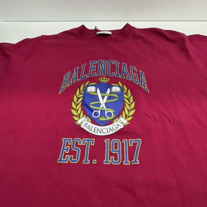 Balenciaga Balenciaga Balenciaga Logo Print Loose Red TShirt -2507 Size US S / EU 44-46 / 1 - 7 Thumbnail