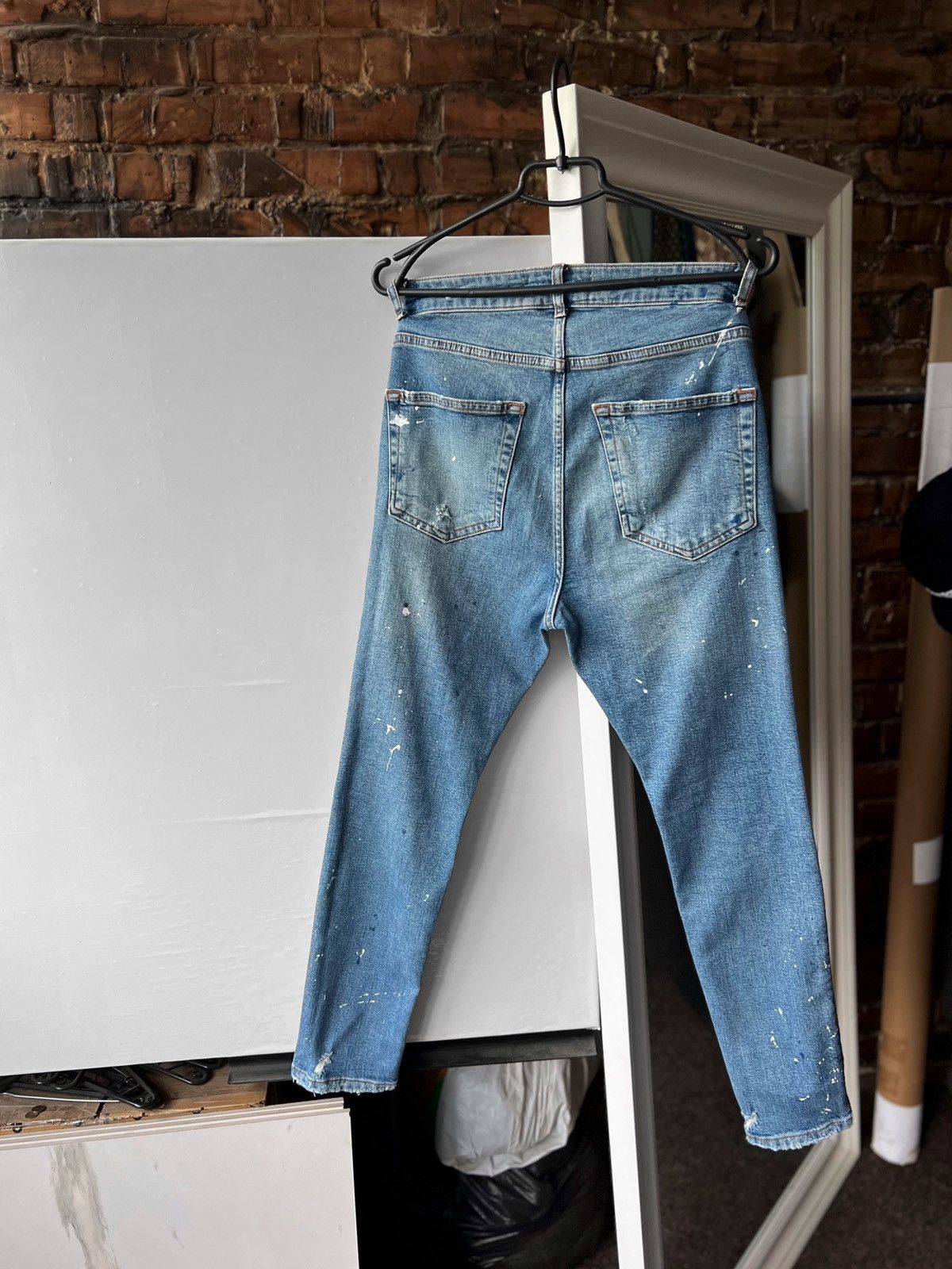 Zara Zara Man Distressed Blue Denim Slim Stretch Jeans Button Size US 30 / EU 46 - 3 Thumbnail