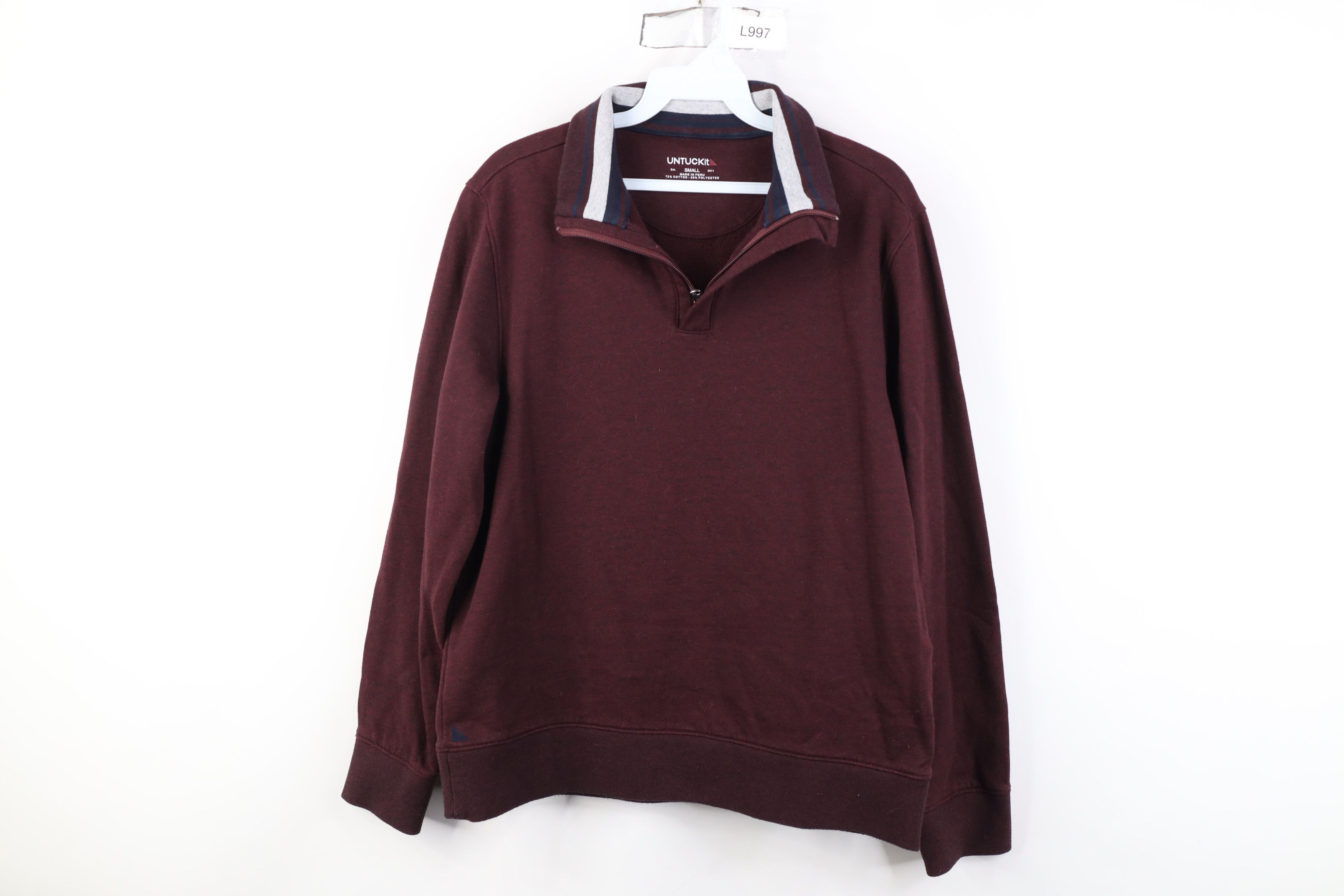 UNTUCKit Untuckit Heavyweight 1/4 Half Zip Pullover Sweater Maroon Size US S / EU 44-46 / 1 - 1 Thumbnail