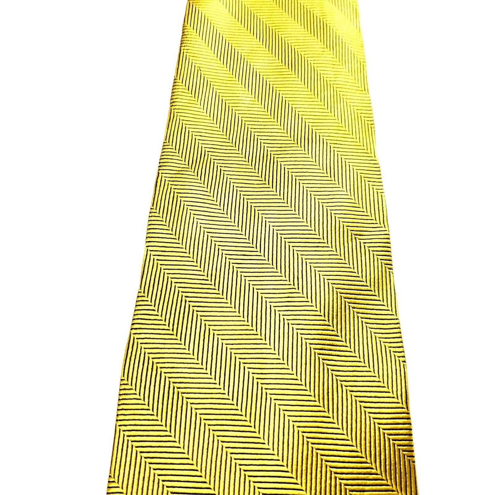 Brooks Brothers Brooks Brothers 346 Silk Tie Woven Yellow Herringbone Size ONE SIZE - 2 Thumbnail