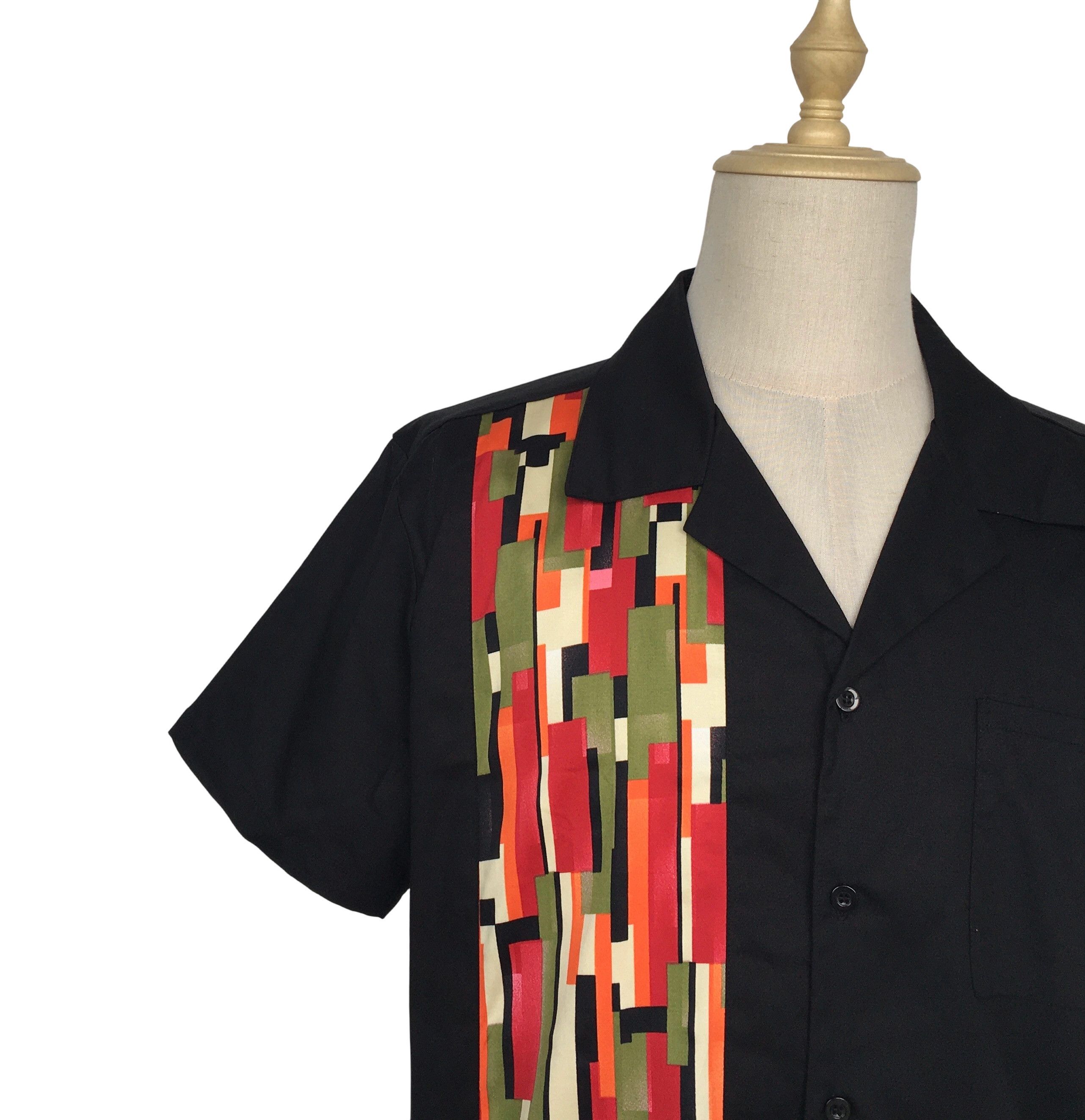 Other Black Contrast Mosaic Casual Summer Shirts Size US XXL / EU 58 / 5 - 5 Thumbnail