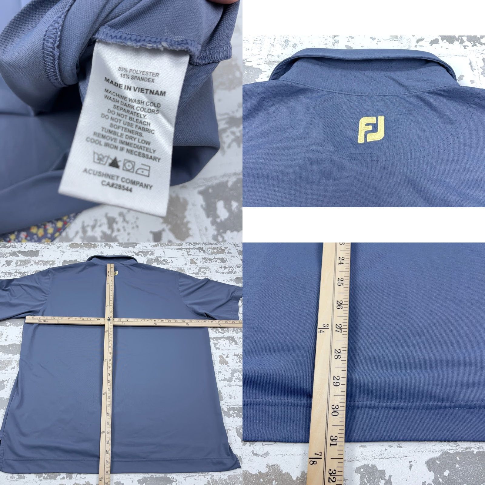 Footjoy FootJoy Polo Shirt Men XL Blue Yellow Performance Golf Club Pocket Walden Adult Size US XL / EU 56 / 4 - 8 Thumbnail