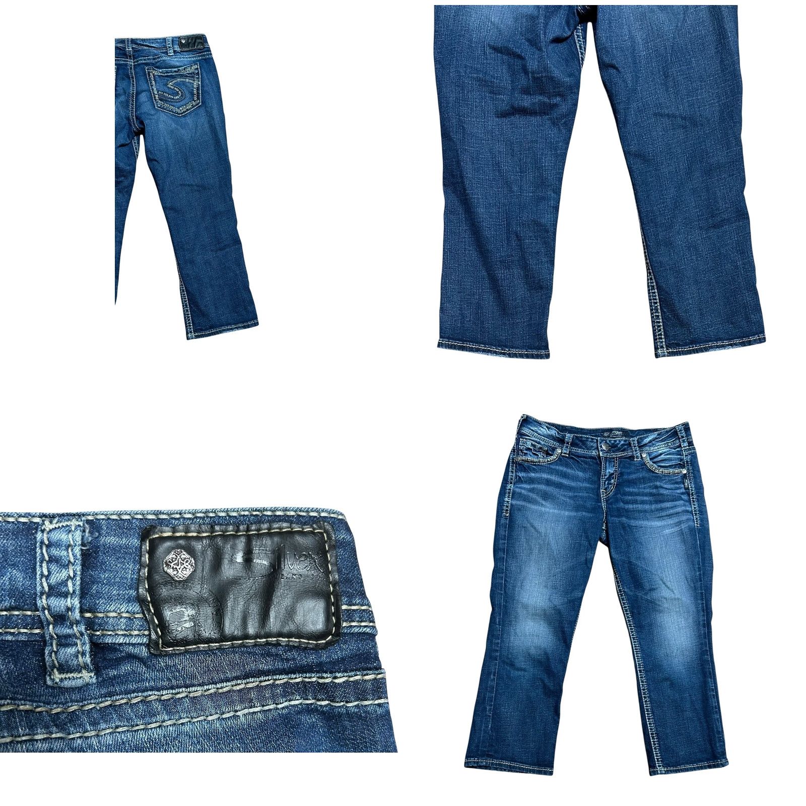 Silver Jeans Co. Silver Jeans Suki Mid Capri Jeans Women 31x22 1/2 Blue Super Stretch Denim 5-Pocket Brand: Silver Jeans Womens Regular Fit Capri Style Size 26" / US 2 / IT 38 - 10 Thumbnail