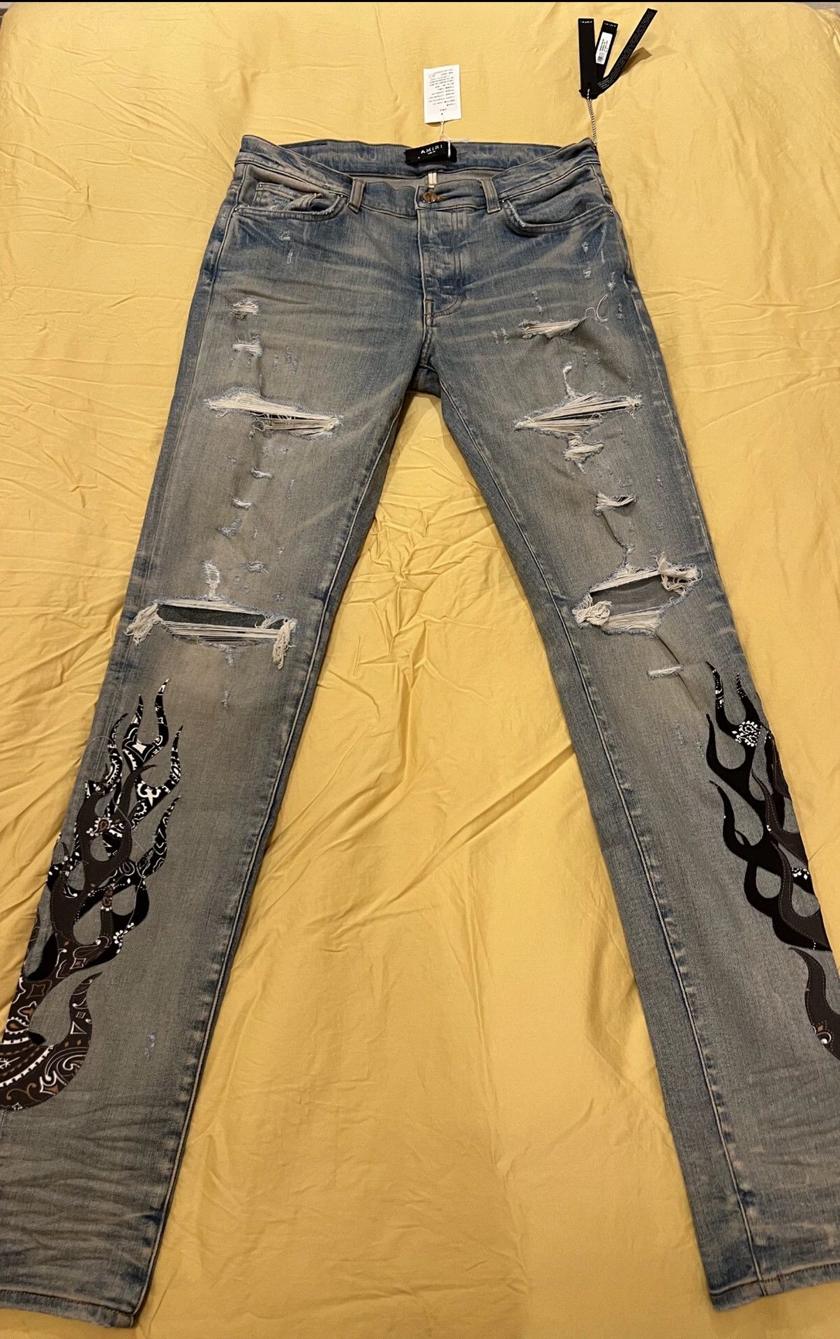 Amiri Amiri's classic flame collaboration with blue denim Size US 31 - 1 Thumbnail