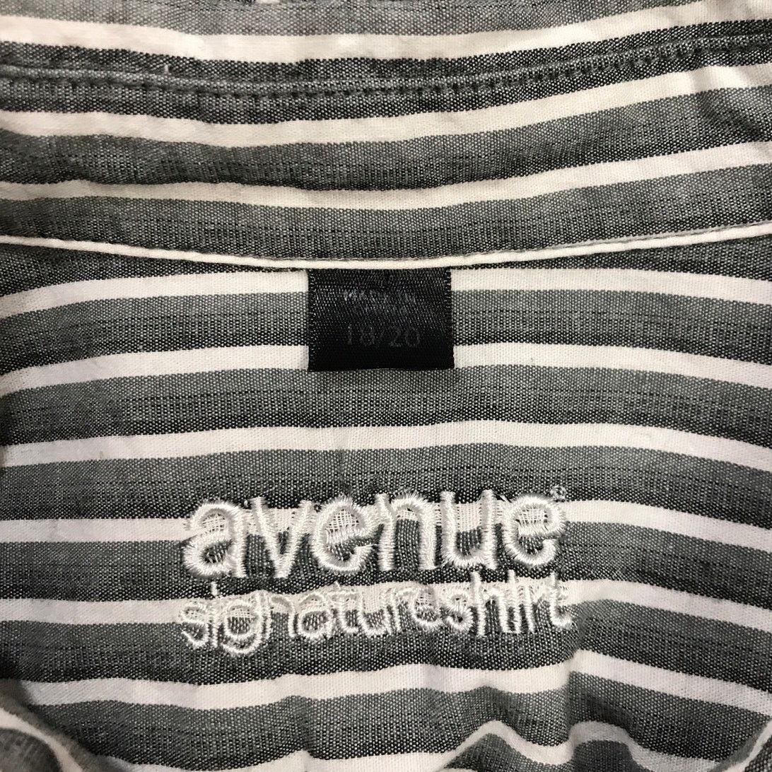 Avenue Avenue Gray Pleated Striped Collared Button-Down Top 18/20 Size XXL / US 16-18 / IT 52-54 - 3 Thumbnail