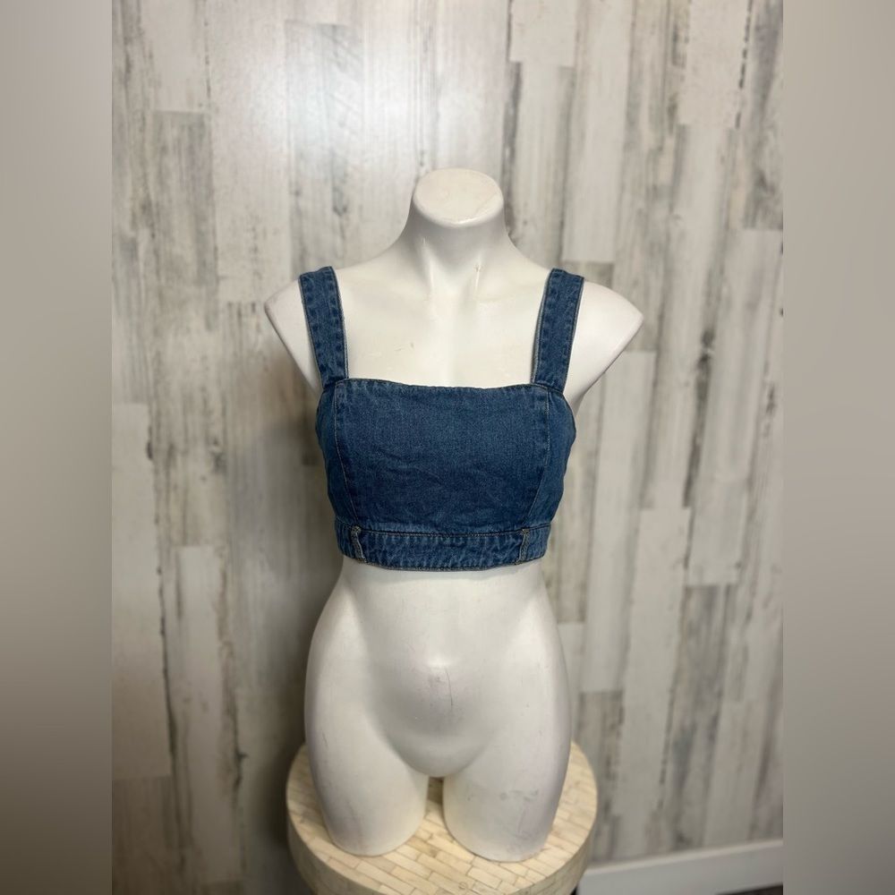 Forever 21 Forever 21 Denim Crop Top Small Blue Jean Bralette Tank Top Size S / US 4 / IT 40 - 1 Thumbnail