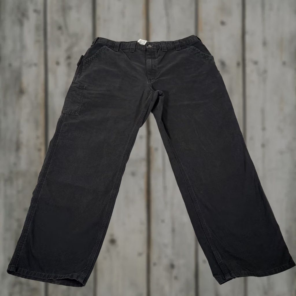 Carhartt Carhartt Pants Mens 44x32 Black Canvas Carpenter Relaxed Fit Workwear B151 BLK Size US 44 / EU 60 - 1 Thumbnail
