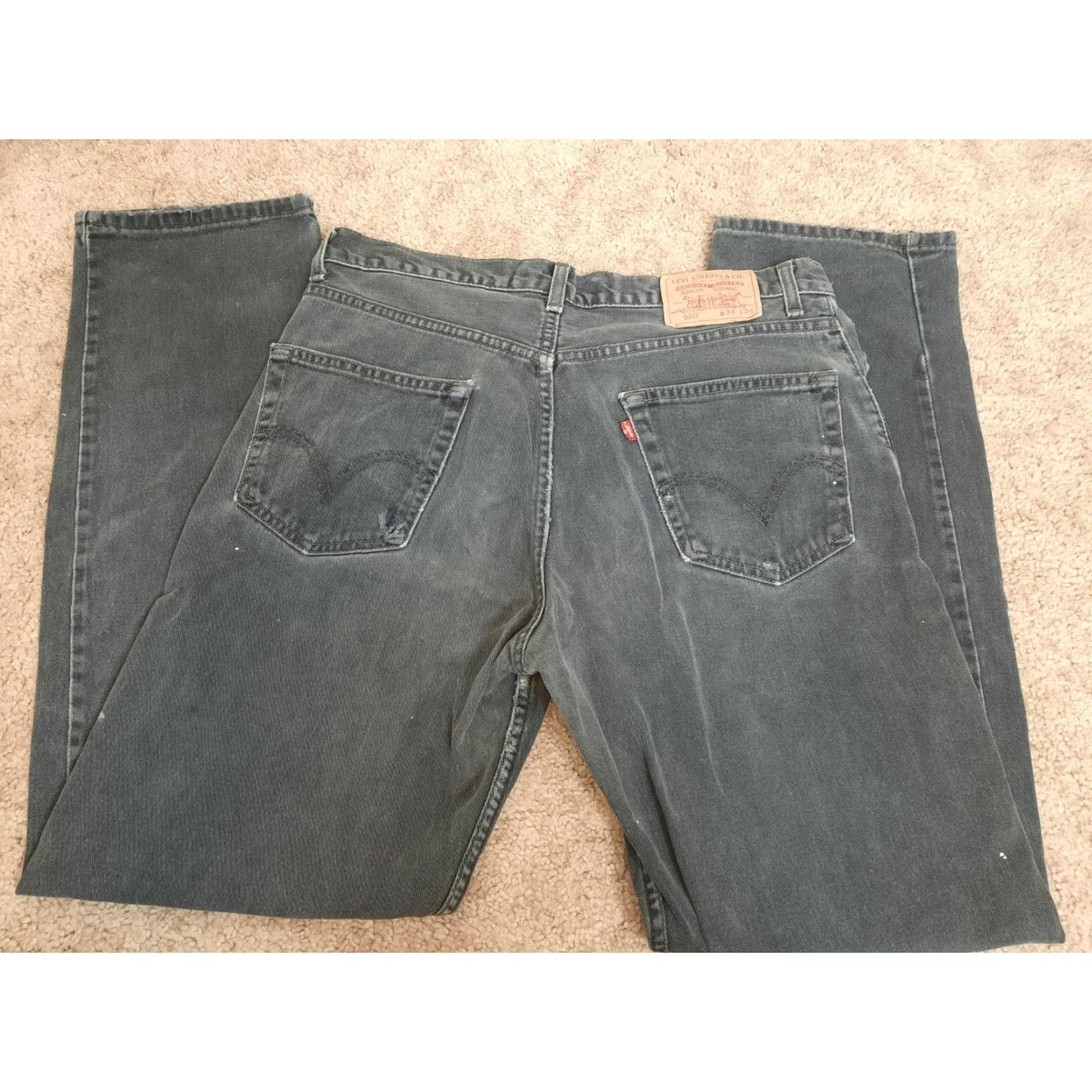 Levi's VINTAGE Levi's Jeans 34x32 Black Cotton 550 Regular Fit Straight Men 90s Distressed Pockets Mens Size US 34 / EU 50 - 5 Thumbnail