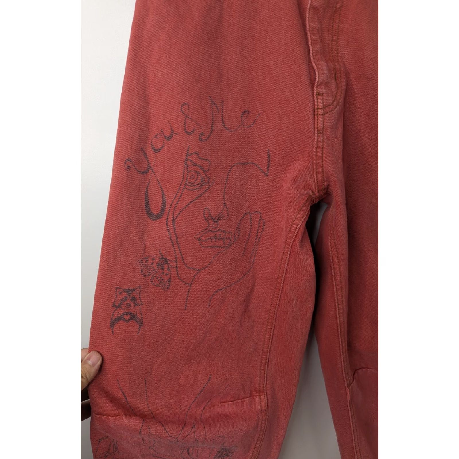 Urban Outfitters VINTAGE Urban Outfitters BDG Rih Extreme Baggy Jean Grunge Red Women's 24 Size 42" / US 20 - 2 Thumbnail
