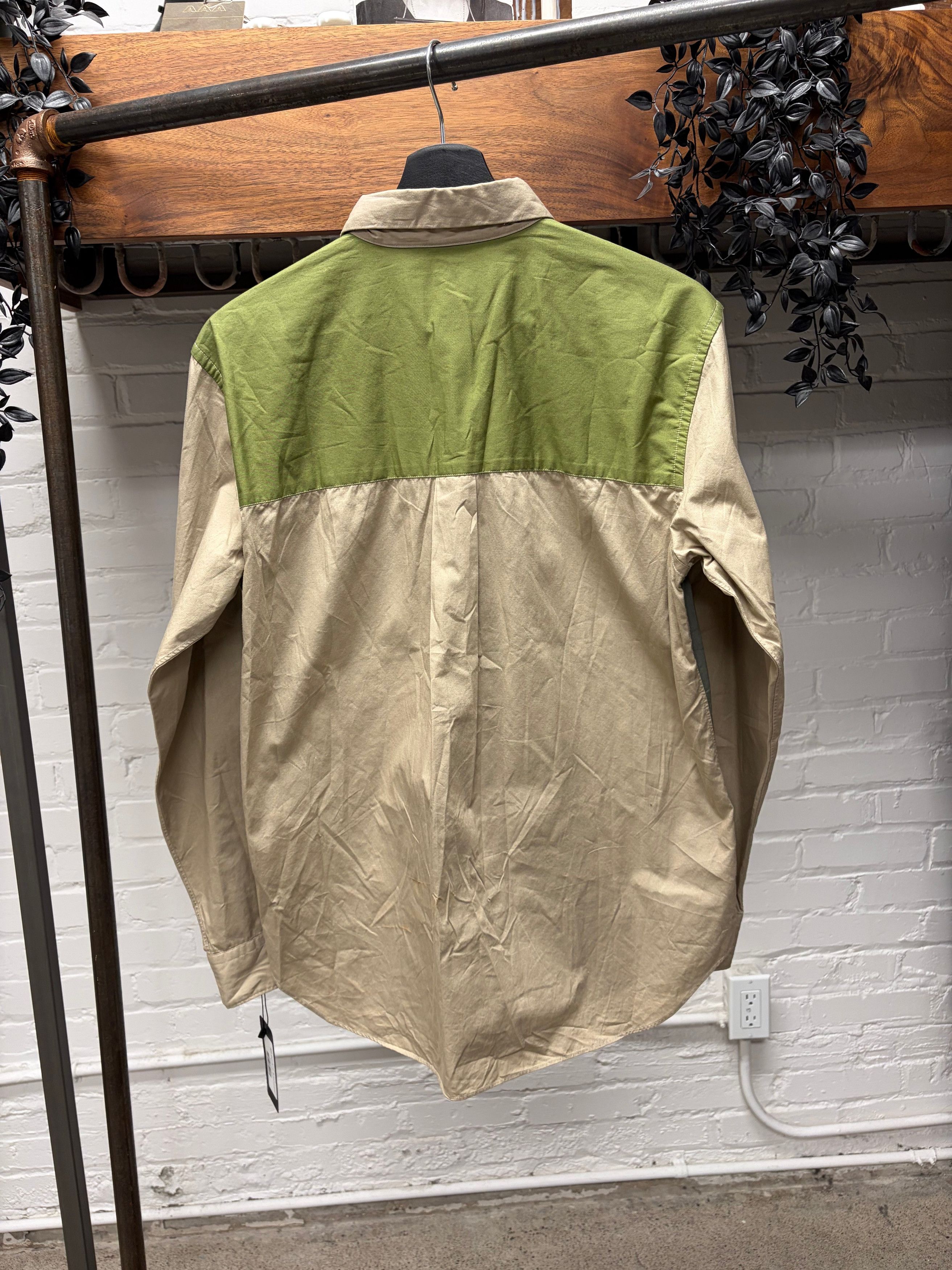 Comme des Garcons 2020 Comme Des Garçons Homme Deux Colorblocked Green/Brown Button Up Shirt Size US S / EU 44-46 / 1 - 4 Thumbnail