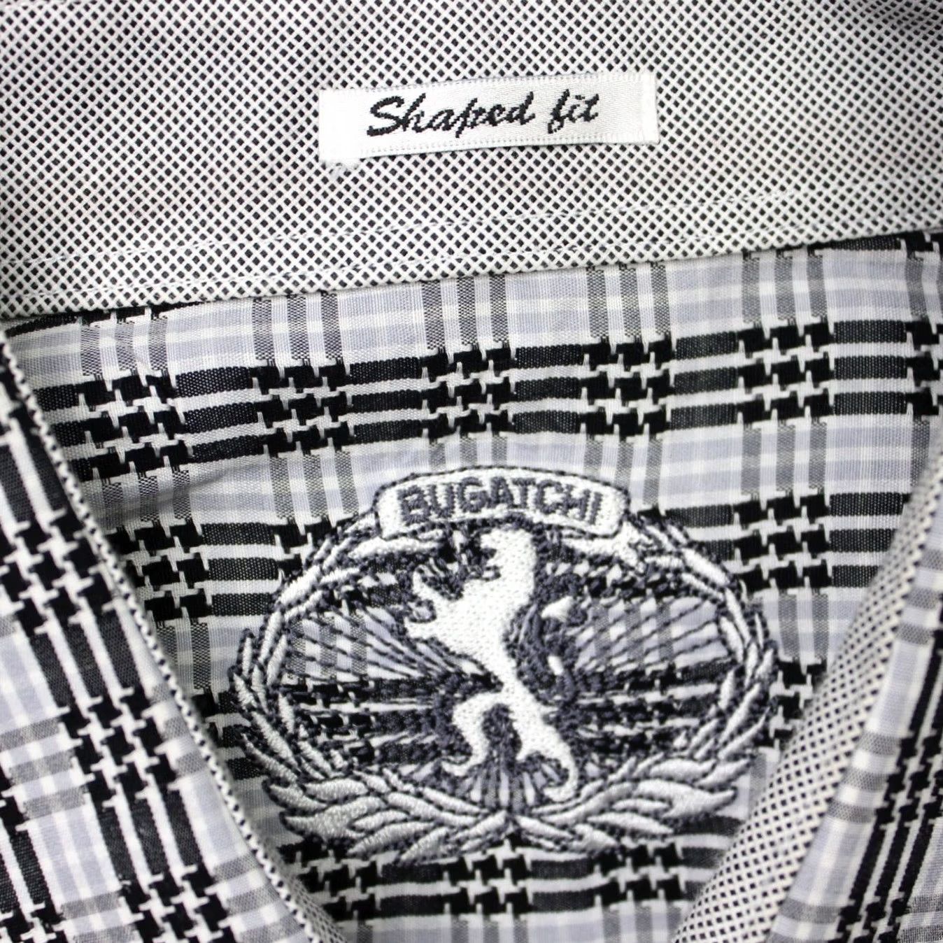 BUGATCHI BUGATCHI Shirt Mens Large Gray/Black Shaped Fit Button Long Sleeve Collar Pocket Casual, Business Size US L / EU 52-54 / 3 - 7 Thumbnail