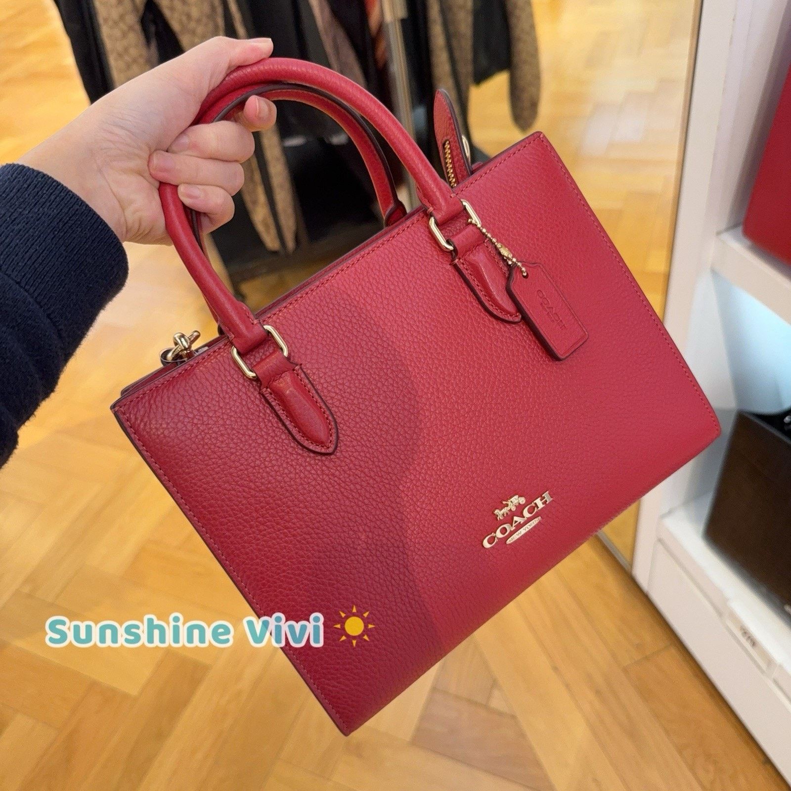 Coach NWT Coach Maggie Small Tote Bag CY668 Gold/True Red Size ONE SIZE - 4 Thumbnail