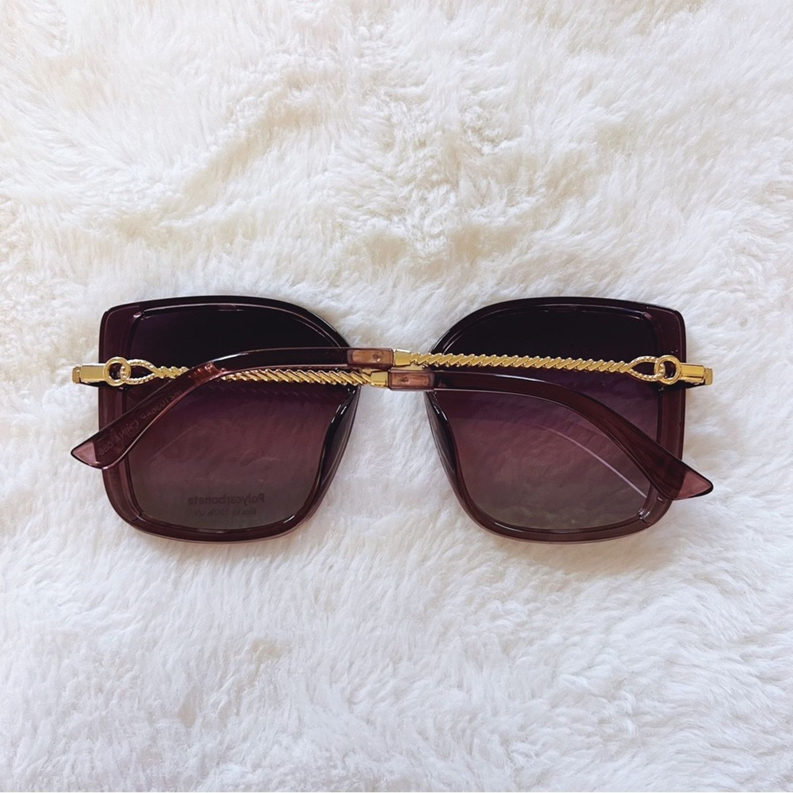 Other Gia Clear Dark Purple Chain Link Oversized Sunglasses Size ONE SIZE - 9 Thumbnail