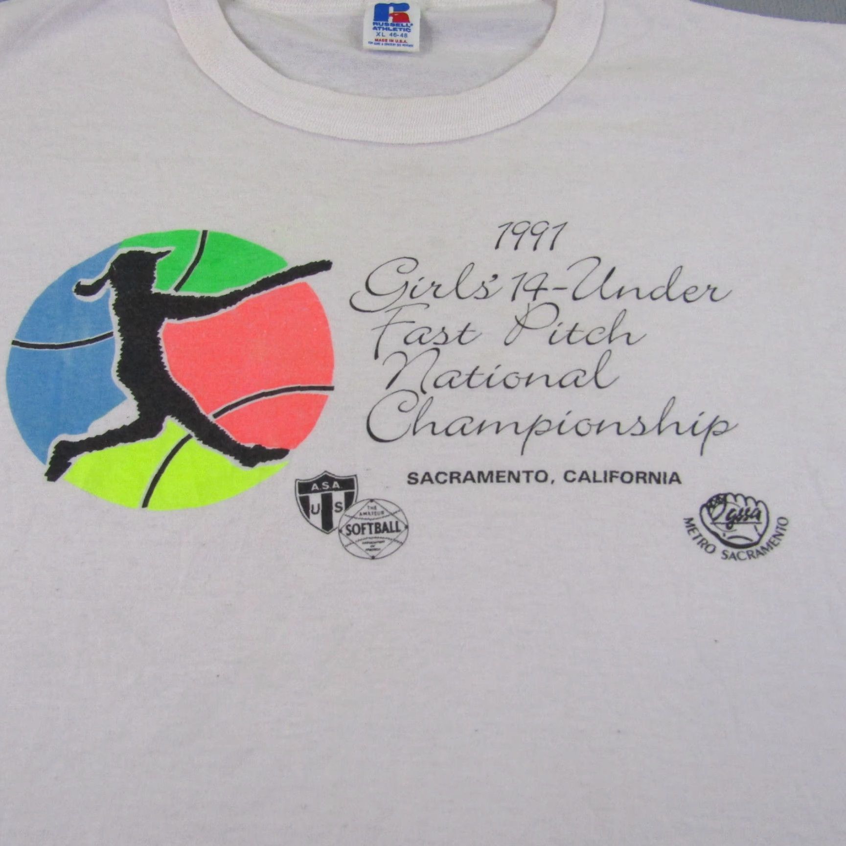 Russell Athletic VINTAGE Russell Athletic Softball Shirt Men XL White 90s Logo Graphic Print 1991 90s Mens Shirts Squares? Size US XL / EU 56 / 4 - 2 Thumbnail