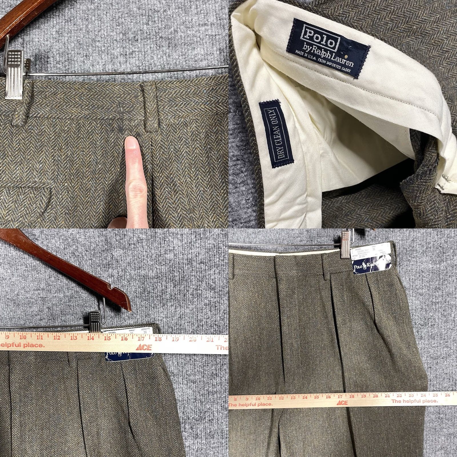 Polo Ralph Lauren VINTAGE Polo Ralph Lauren Pants 36x34 Tweed Wool Cotton 80s 90s Mens Size US M / EU 48-50 / 2 - 9 Thumbnail