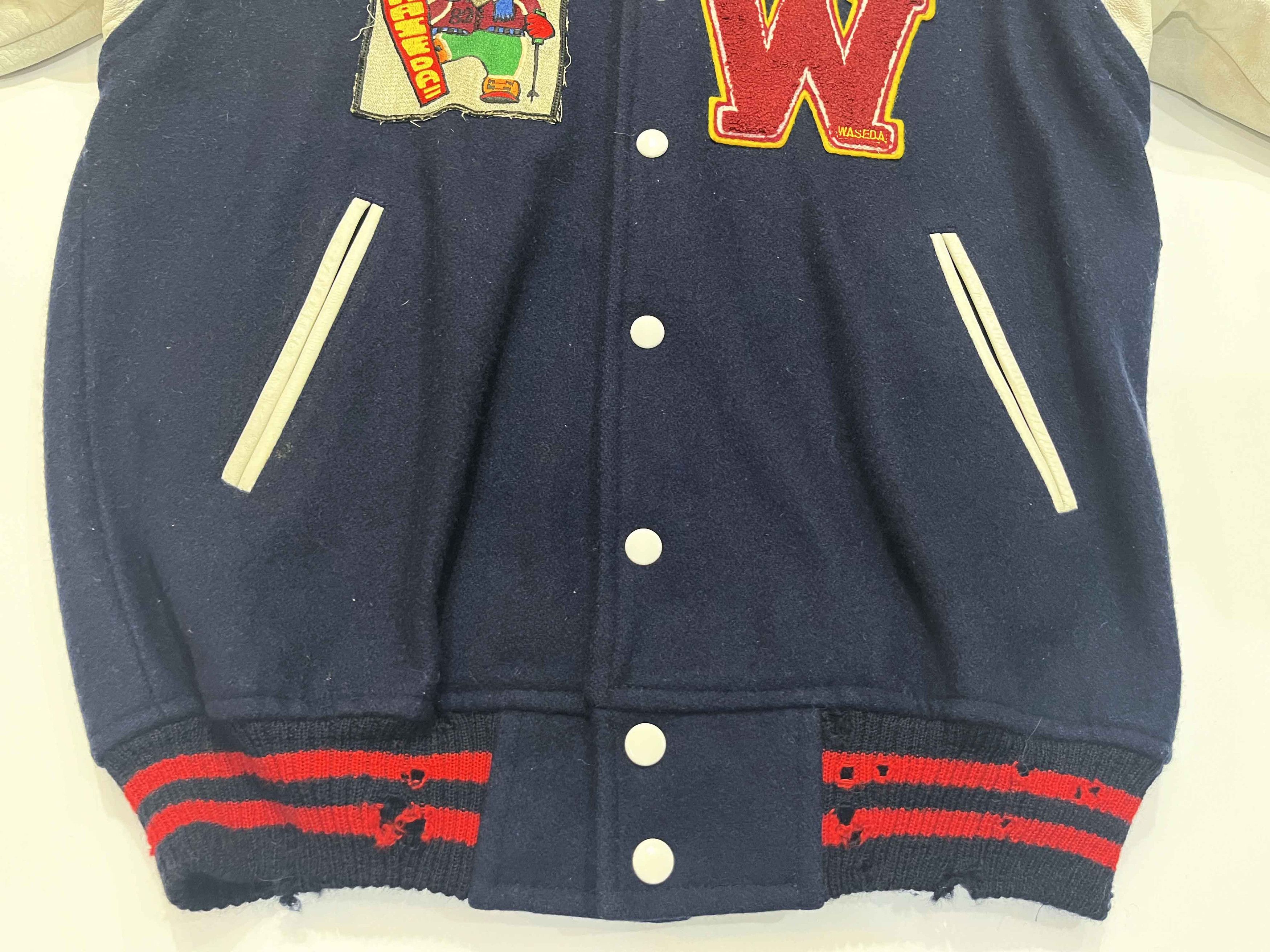 Vintage Vintage Waseda University Ski Team Letterman Leather Jacket Size US L / EU 52-54 / 3 - 7 Thumbnail