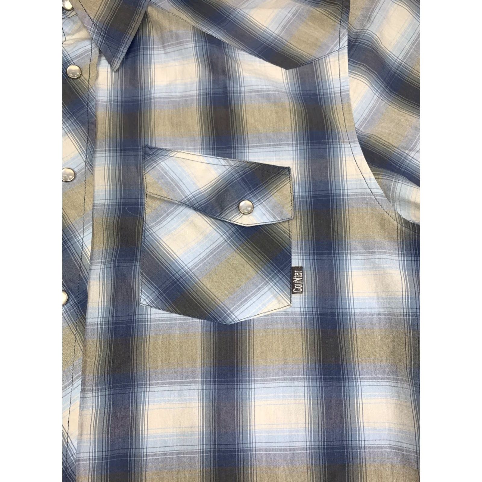 Vintage VINTAGE Counter Culture Shirt Men L Blue Plaid Button-Up Short Sleeve Western Y2K 12792 Size US L / EU 52-54 / 3 - 3 Thumbnail