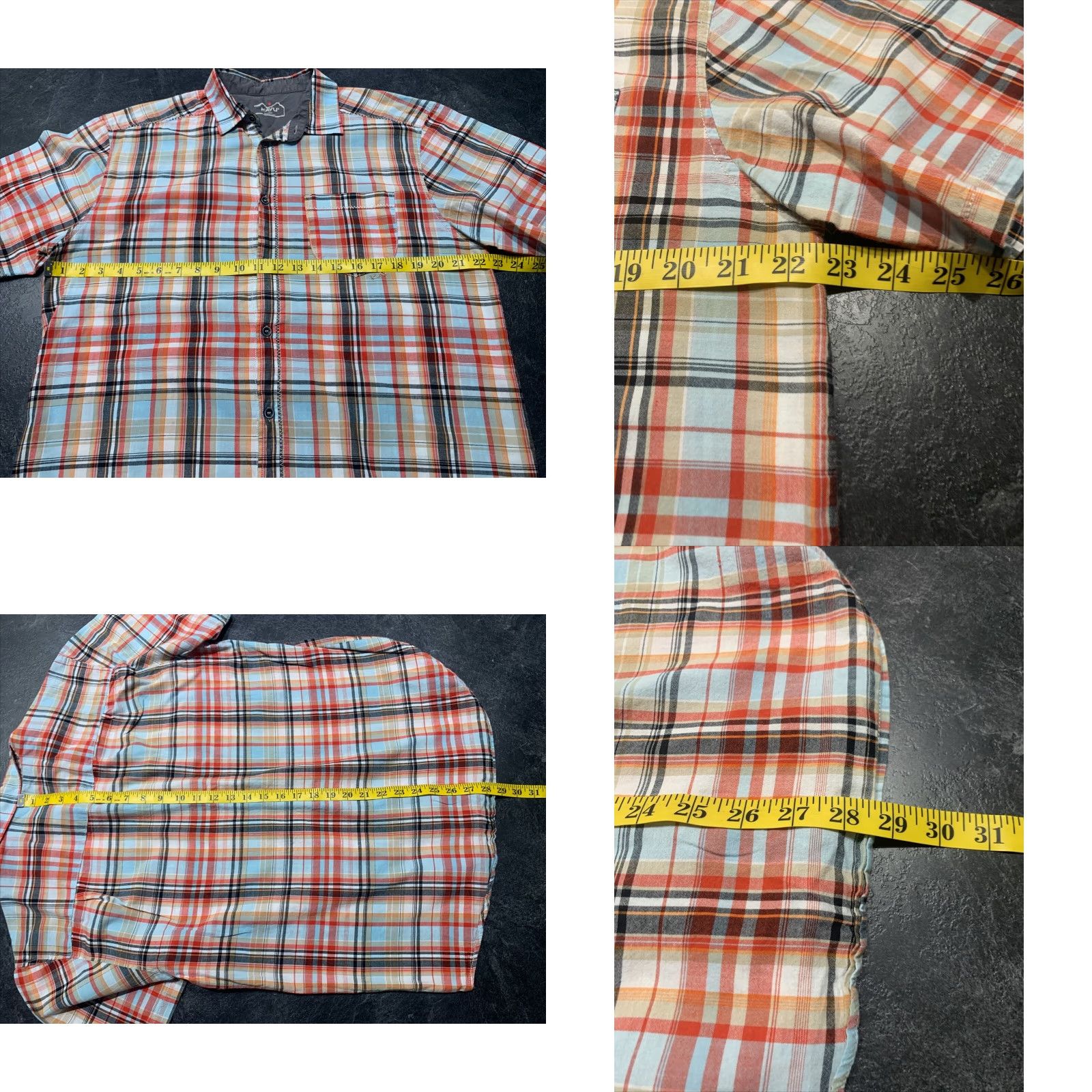 KAVU KAVU Lightweight Outdoor Plaid Camp Shirt Large Multi-Color Short Sleeve Mens Size US L / EU 52-54 / 3 - 8 Thumbnail