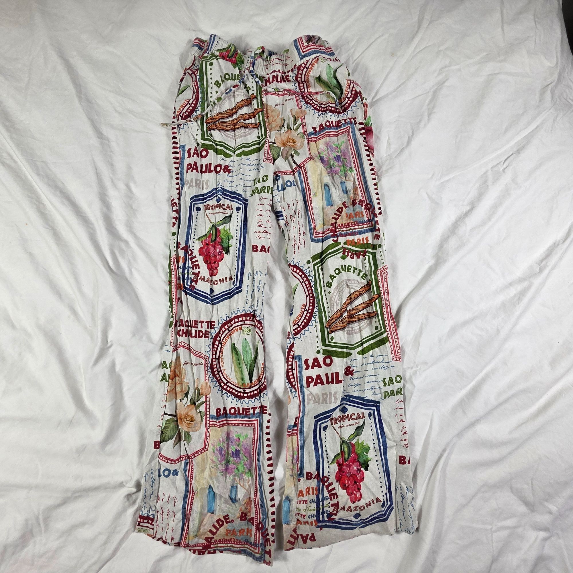 Rachel Zoe Rachel Zoe Womens Size Small White Patterned Pants Colorful Size 32" / US 10 / IT 46 - 2 Thumbnail