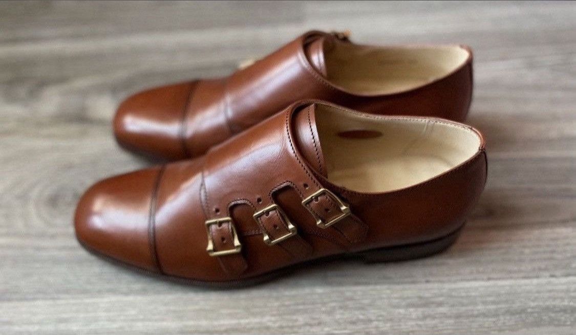 Alexander McQueen Italian Tan Triple Monkstraps Size US 10 / EU 43 - 4 Thumbnail