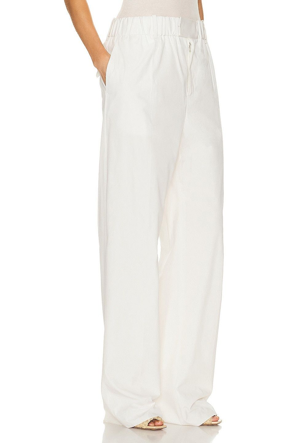 Bottega Veneta o1n1vont0925 Compact Cotton Trousers in White Size 28" / US 6 / IT 42 - 2 Thumbnail