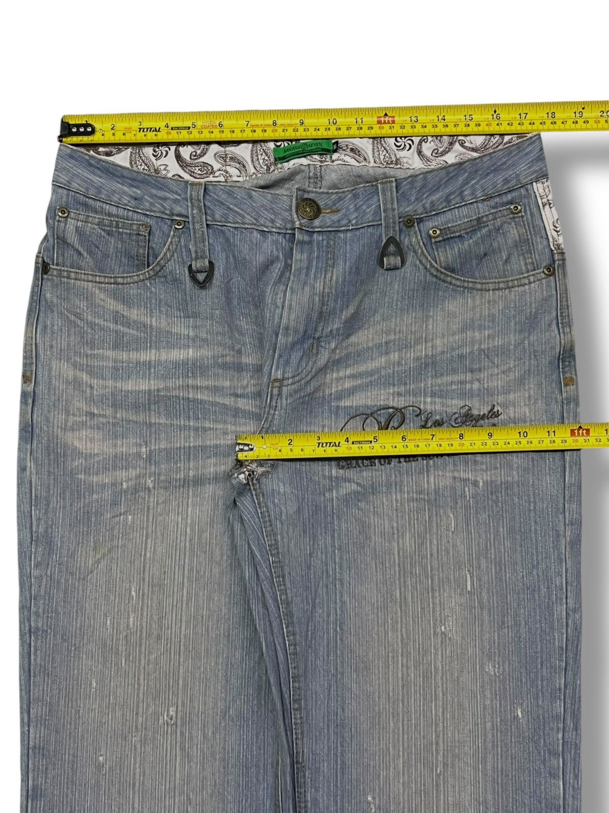 Japanese Brand Baggy Vintage 00s Banana Seven Paisley Retro Streatwear Size US 35 - 18 Thumbnail