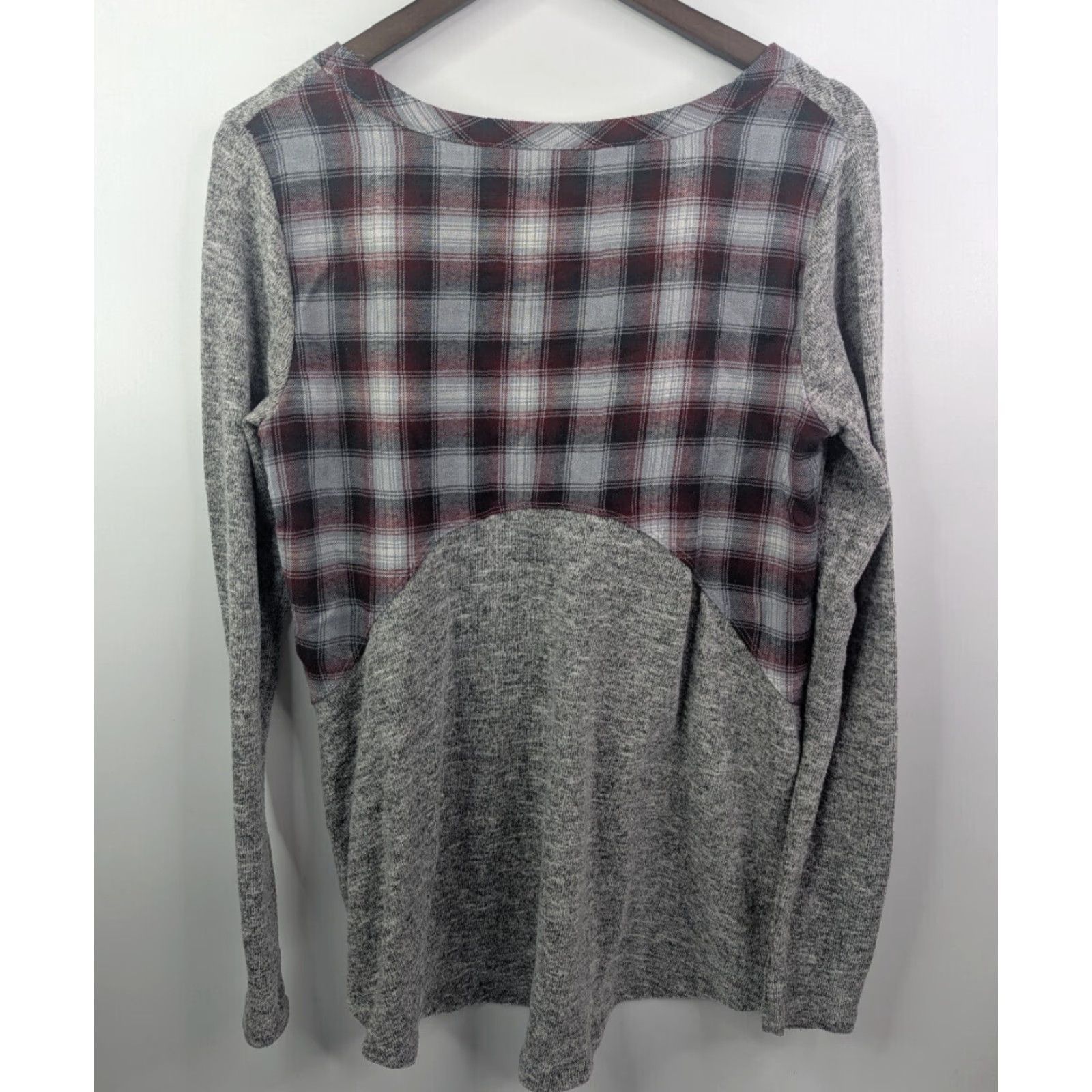 Vintage Knox Rose Tunic Sweater Womens Medium Plaid Gray Red Bohemian Long Sleeve Pullover Shirt Size M / US 6-8 / IT 42-44 - 3 Thumbnail