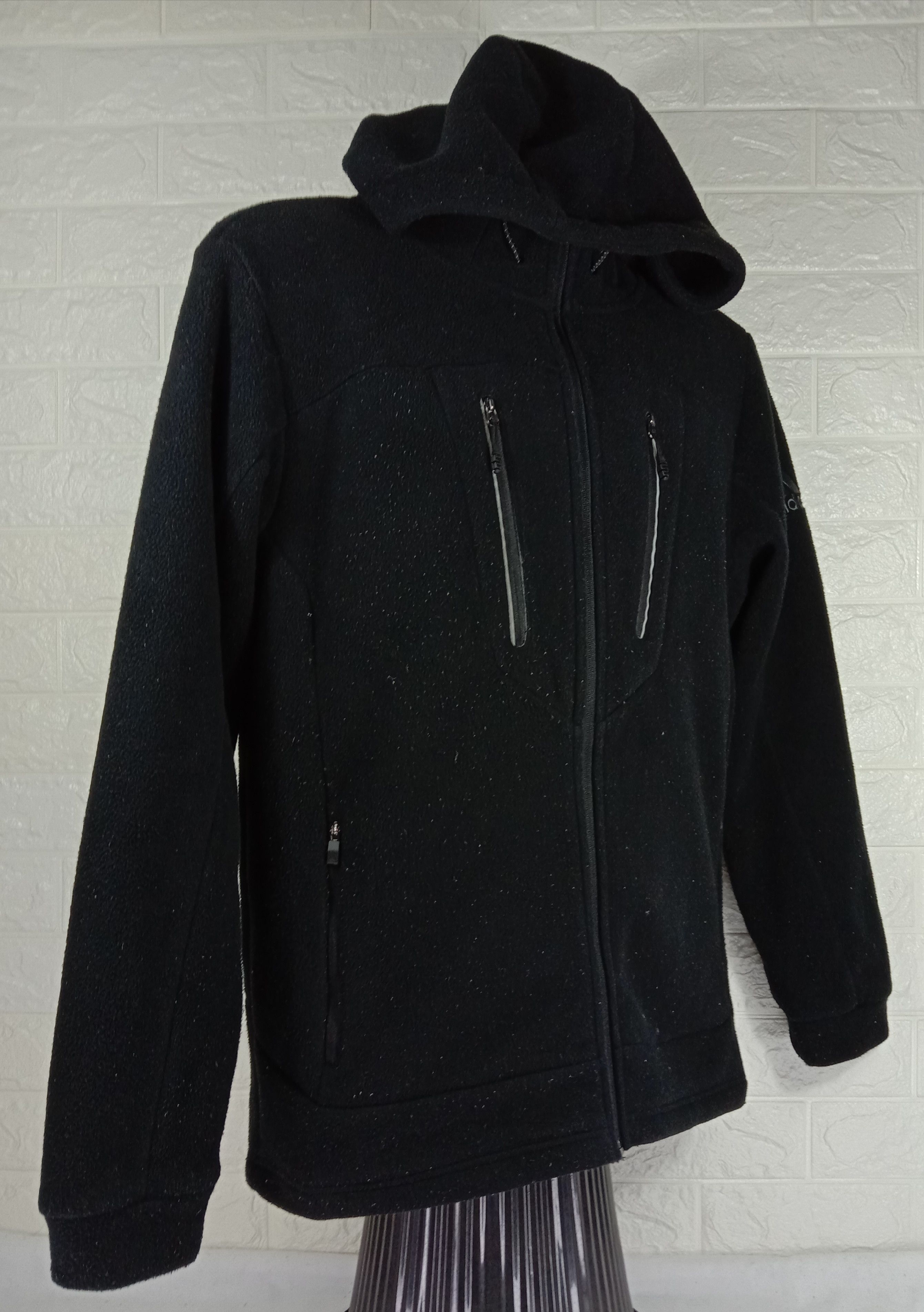 Adidas Vintage Adidas Hoodie Zipper Black Fleece Jacket Size US L / EU 52-54 / 3 - 2 Thumbnail