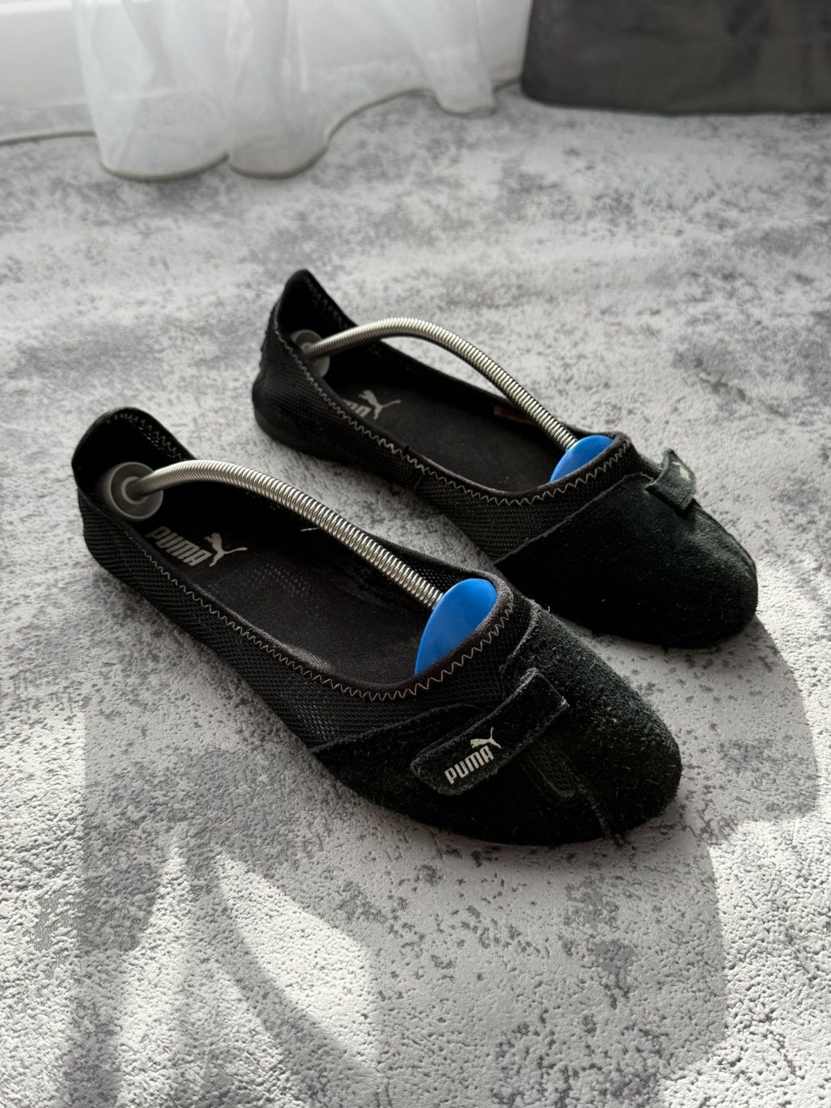 2000s Puma Flat Ballet Suede Y2K Black Shoes Size in Fact 38