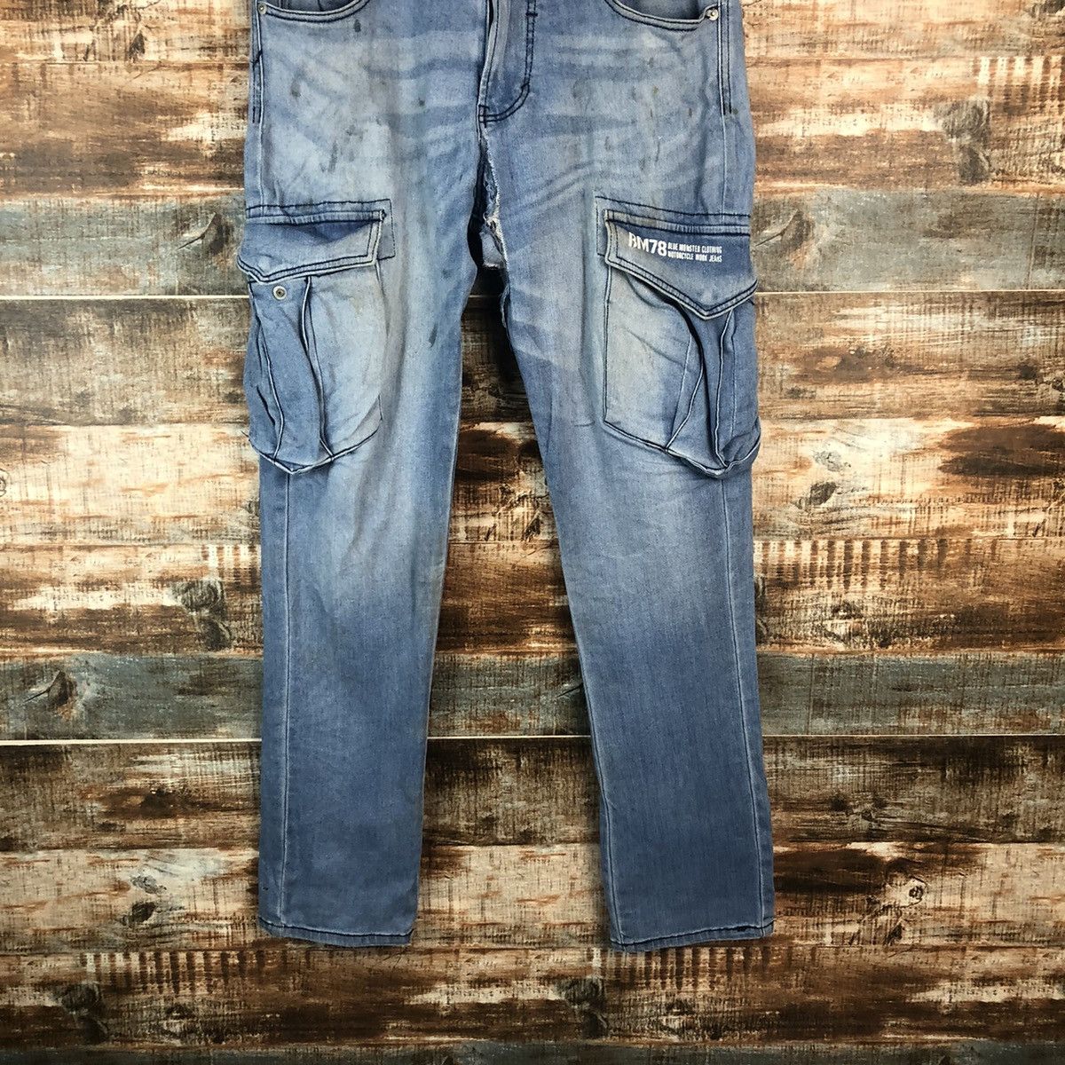 Japanese Brand Blue Monster vintage thrashed tactical Denim Pants #A2090 Size US 32 / EU 48 - 3 Thumbnail