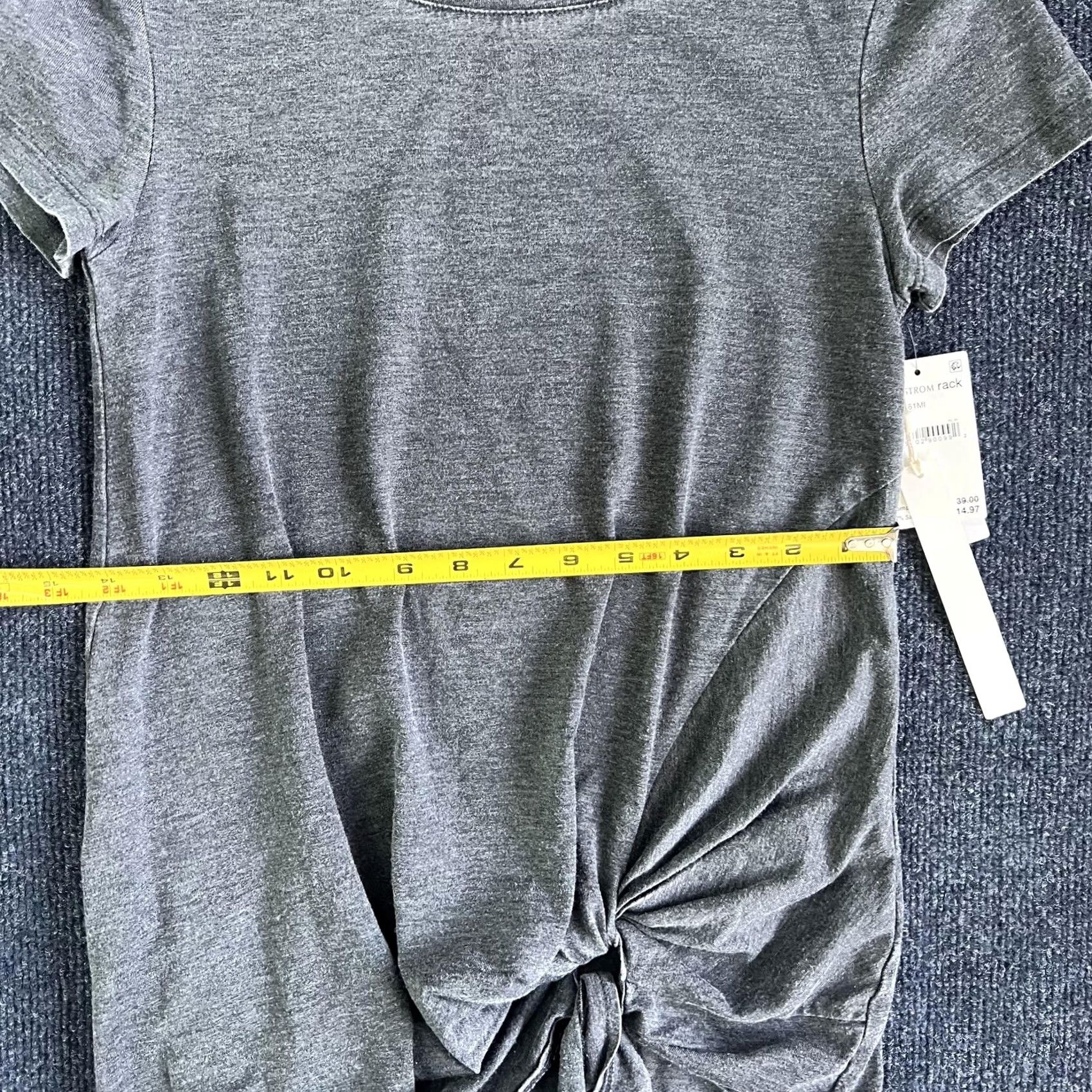 Vintage Caslon Shirt Womens XS Gray Crew Neck Short Sleeve Jersey Tee with Knot Front Tie Hem Size XS / US 0-2 / IT 36-38 - 5 Thumbnail