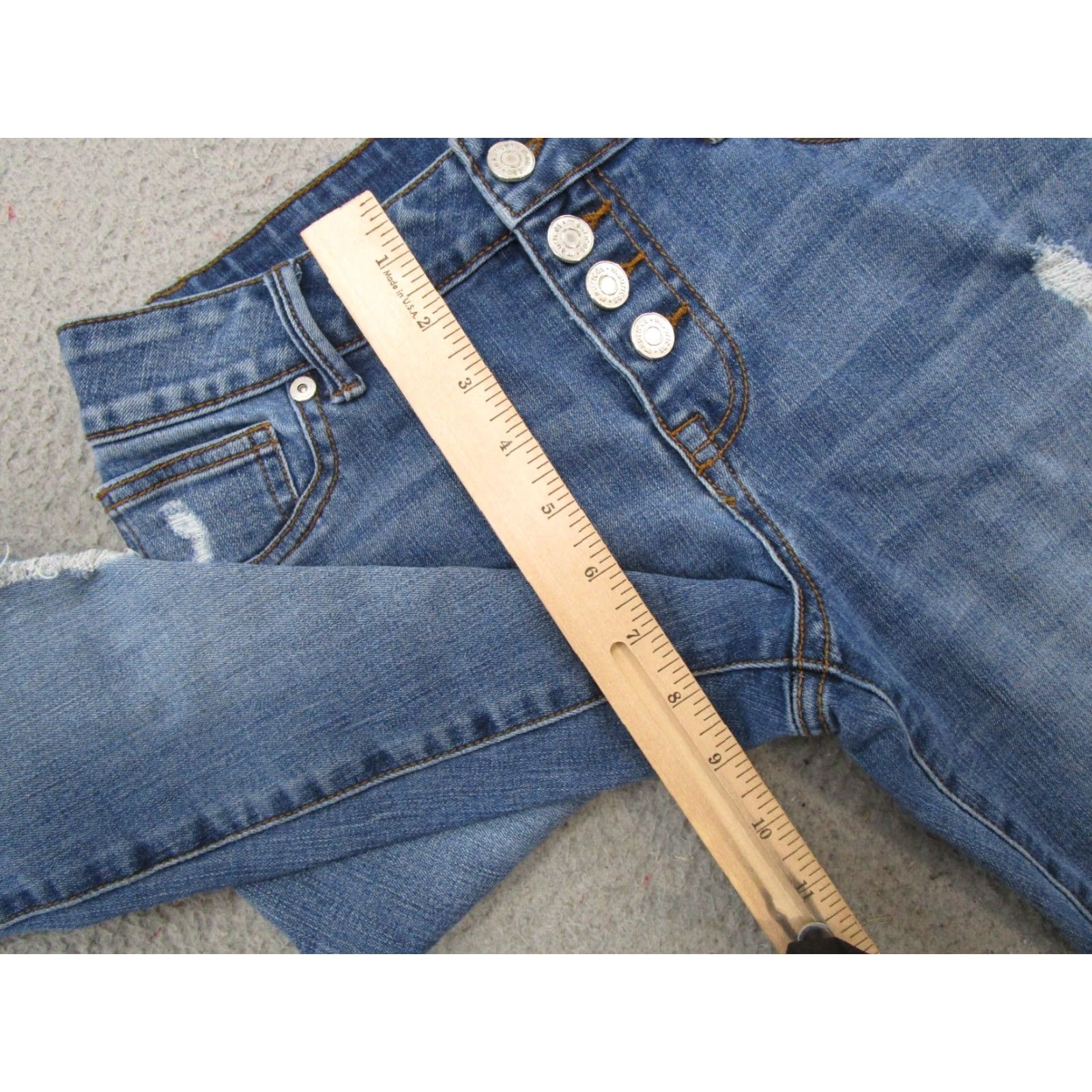 Vintage Maurices Jeans Women's Size S/R Button Fly Stretch Distressed Blue Denim Read Size 28" / US 6 / IT 42 - 6 Thumbnail