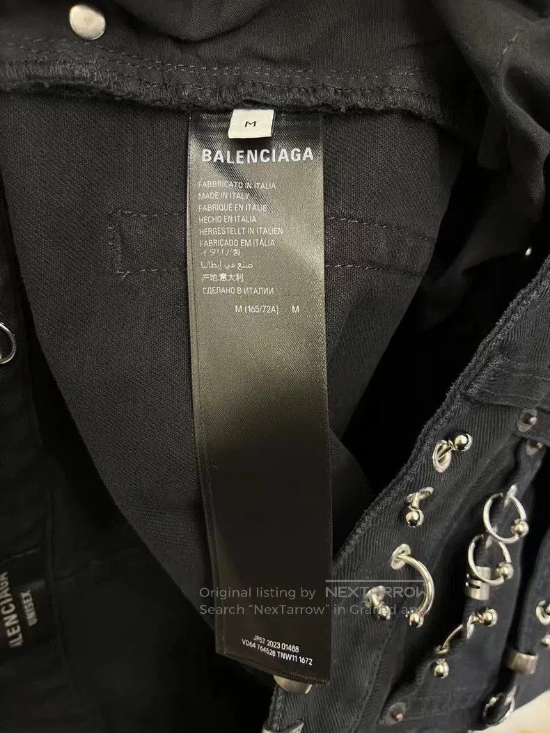 Balenciaga BALENCIAGA Black Metal Pierced Full Logo Jeans M Waist 4. Size US 31 - 4 Thumbnail