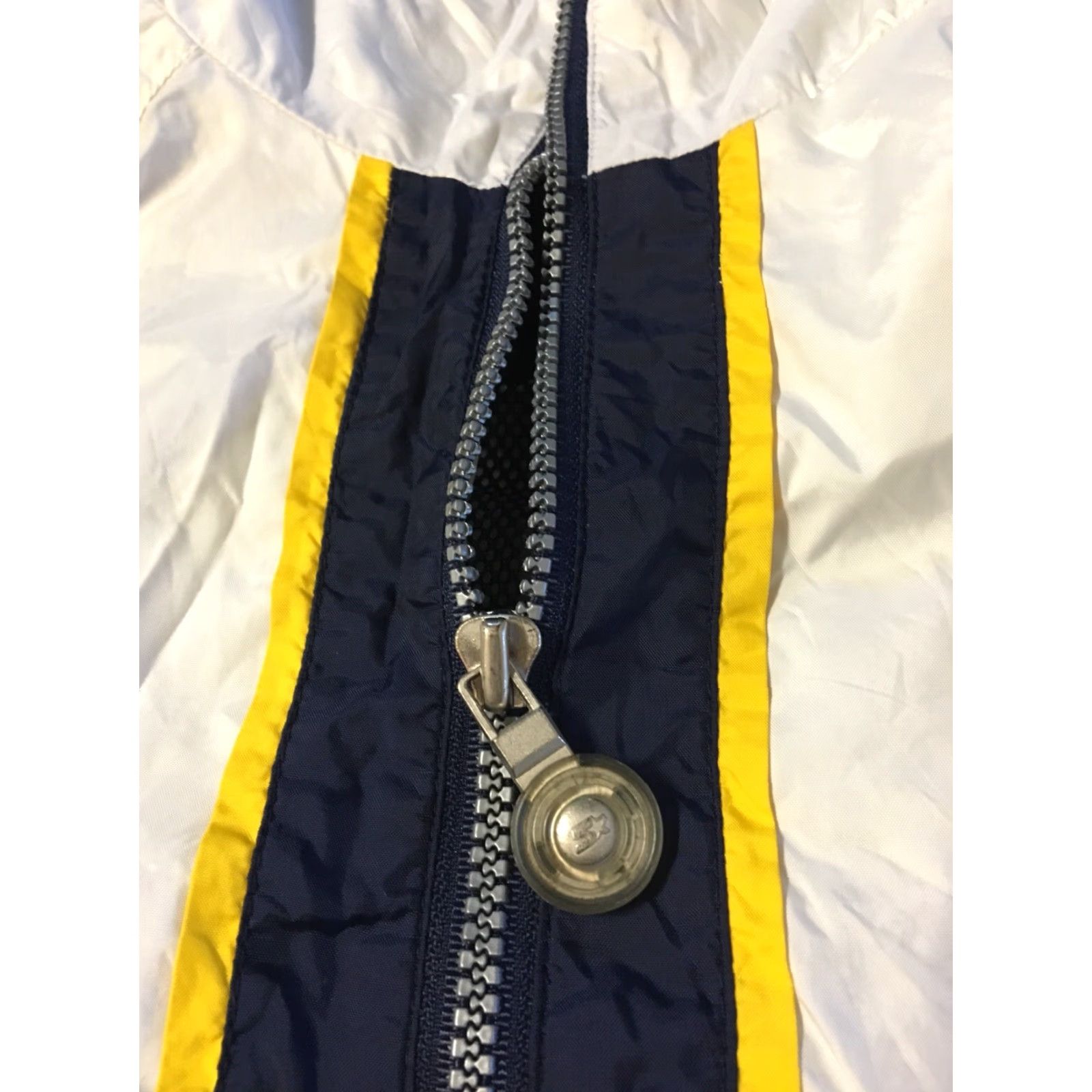Starter VINTAGE 90s Starter Windbreaker Jacket Women M White Blue Yellow Logo Zip Size M / US 6-8 / IT 42-44 - 4 Thumbnail