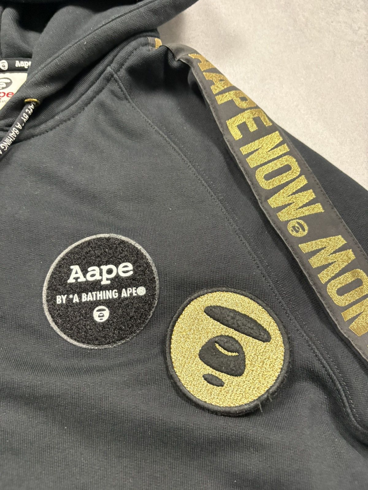 Aape AAPE By A Bathing Ape Black Zip Hoodie Gold Logo Tape Y2K M Size US M / EU 48-50 / 2 - 5 Thumbnail