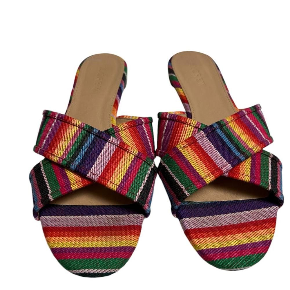 J.Crew J. Crew l Multicolor Rainbow Textile Slide On Sandals 7.5 Size US 7.5 / IT 37.5 - 3 Thumbnail