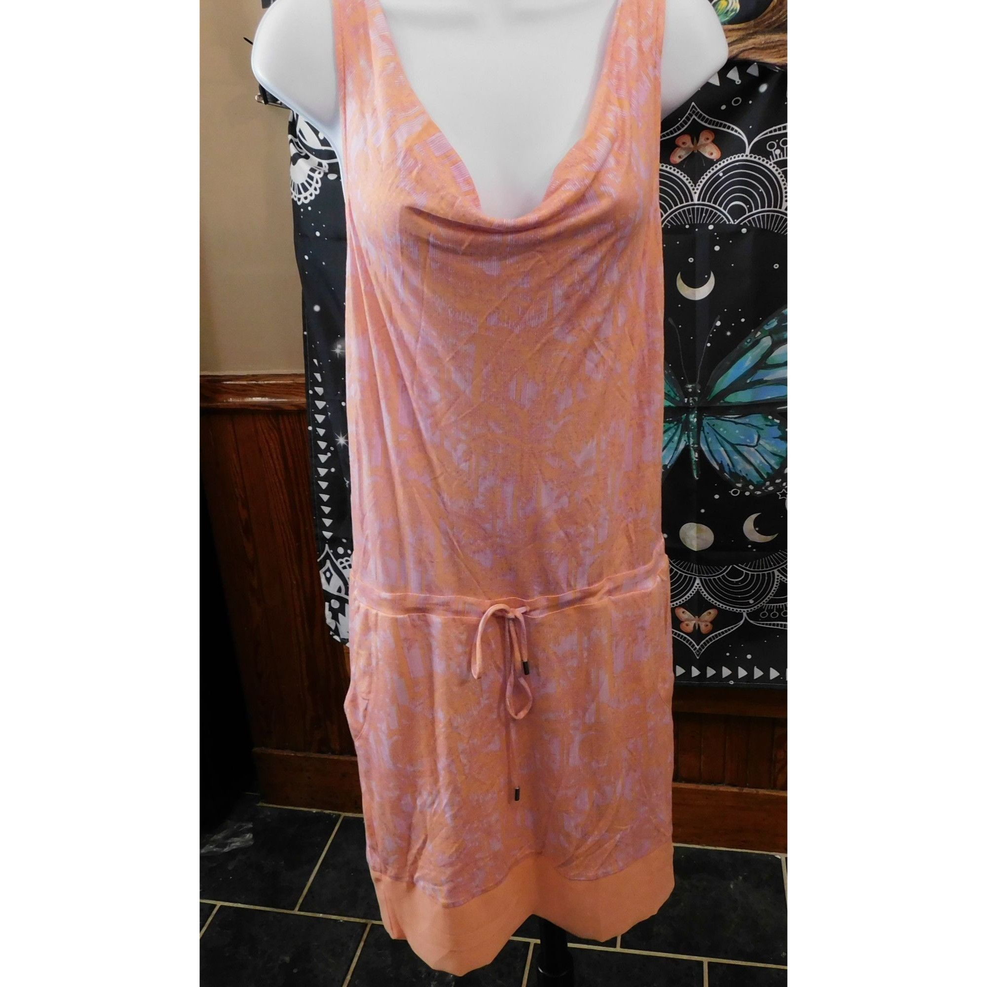 Armani Exchange Armani Exchange Pink Palm Tree Sleeveless Drawstring Dress Size S / US 4 / IT 40 - 6 Thumbnail