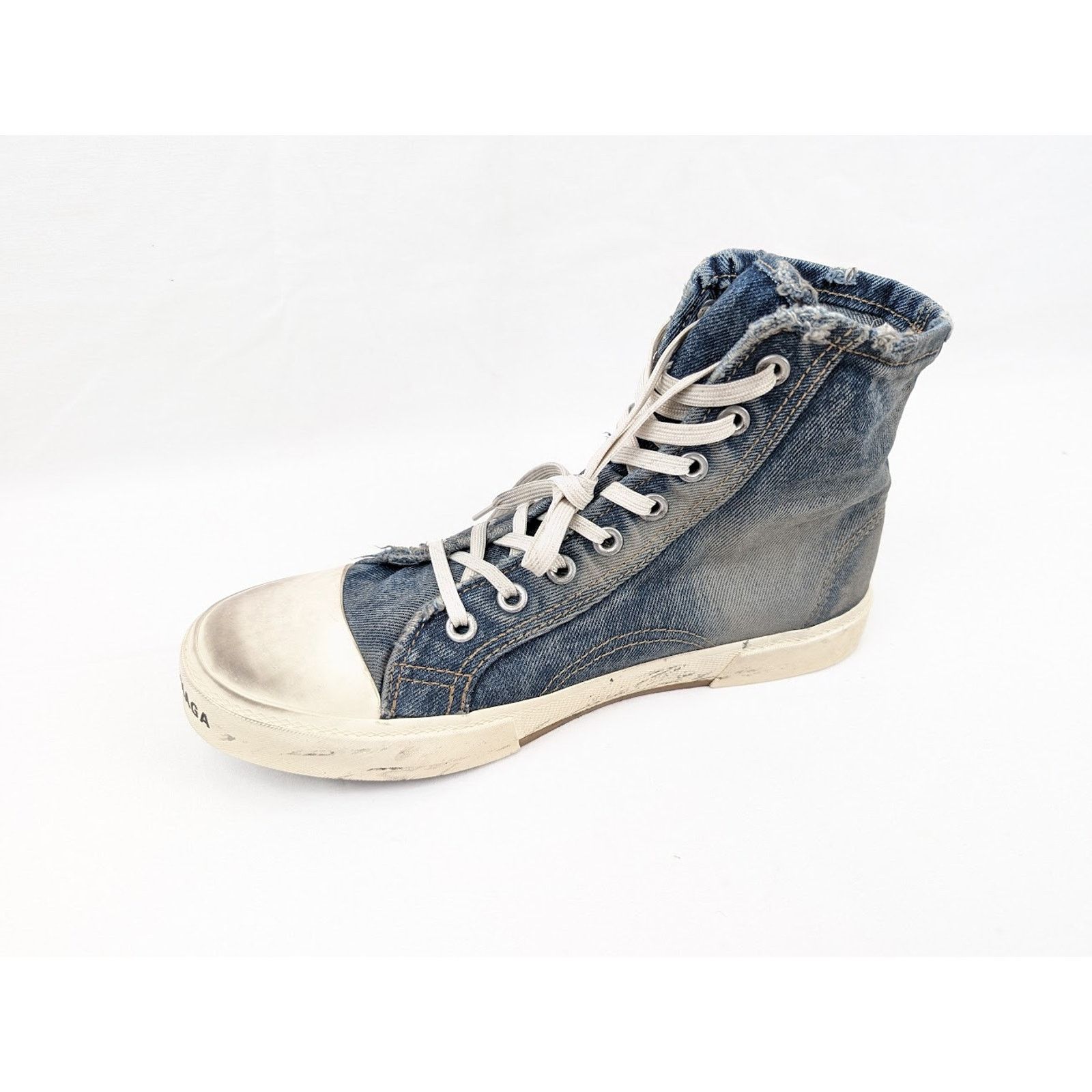 Balenciaga o1rshd1 90'S Paris High-Top Sneakers in Denim Blue Size US 8 / EU 41 - 8 Thumbnail