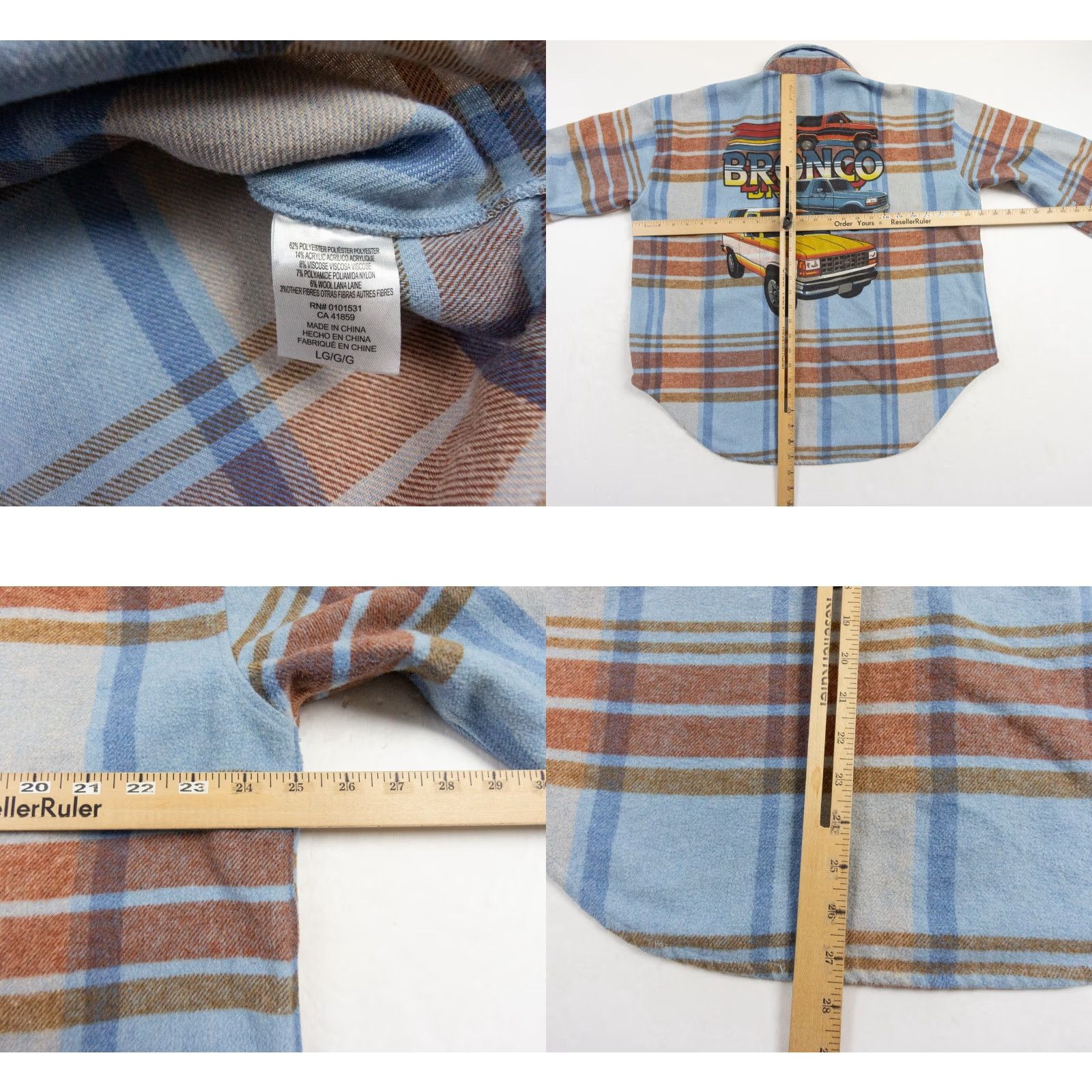 Ford Ford Womens Flannel Shirt Large Blue Plaid Button-Up Casual Bronco Size L / US 10 / IT 46 - 8 Thumbnail
