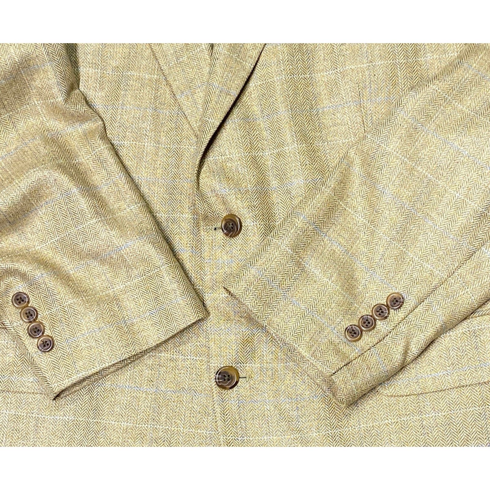 Lands' End Lands' End Men 44 LONG 100% Silk Herringbone Blazer Size 44L - 4 Thumbnail