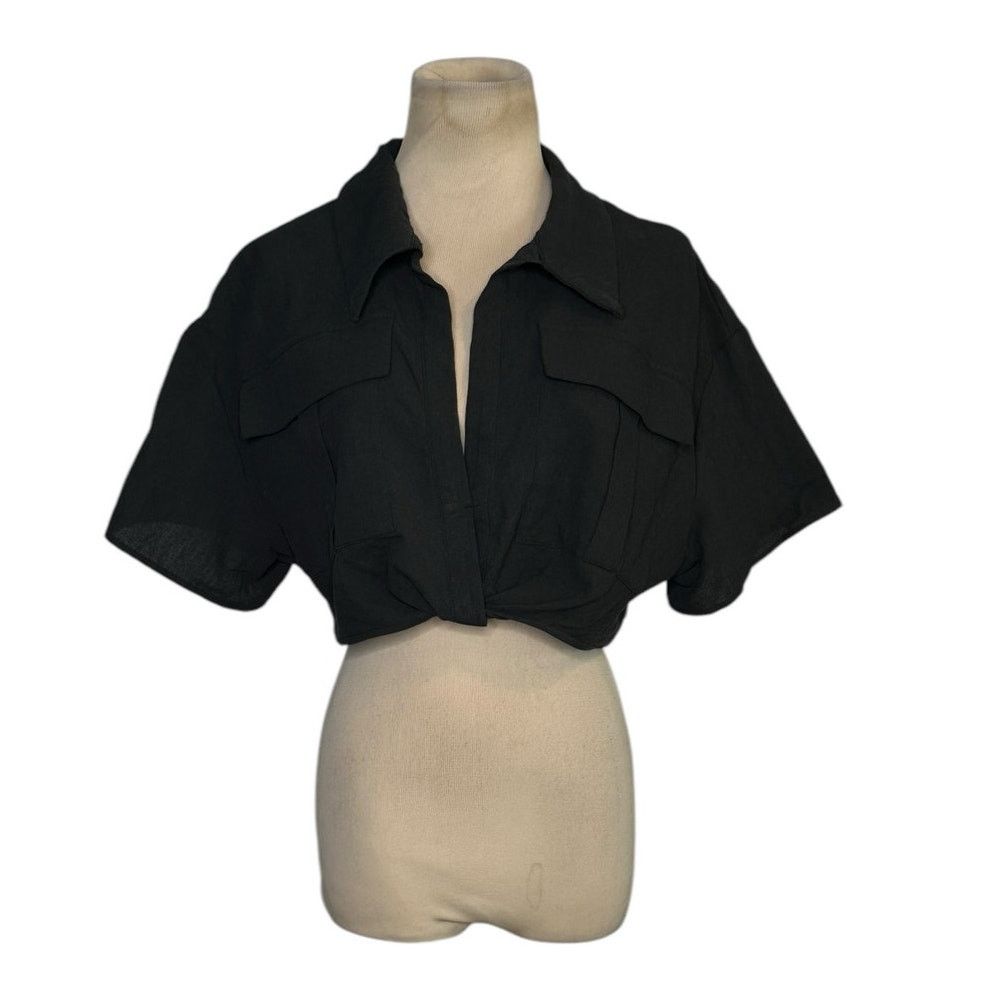 Shein Shein black short sleeves crop blouse size Large Size XS / US 0-2 / IT 36-38 - 1 Thumbnail