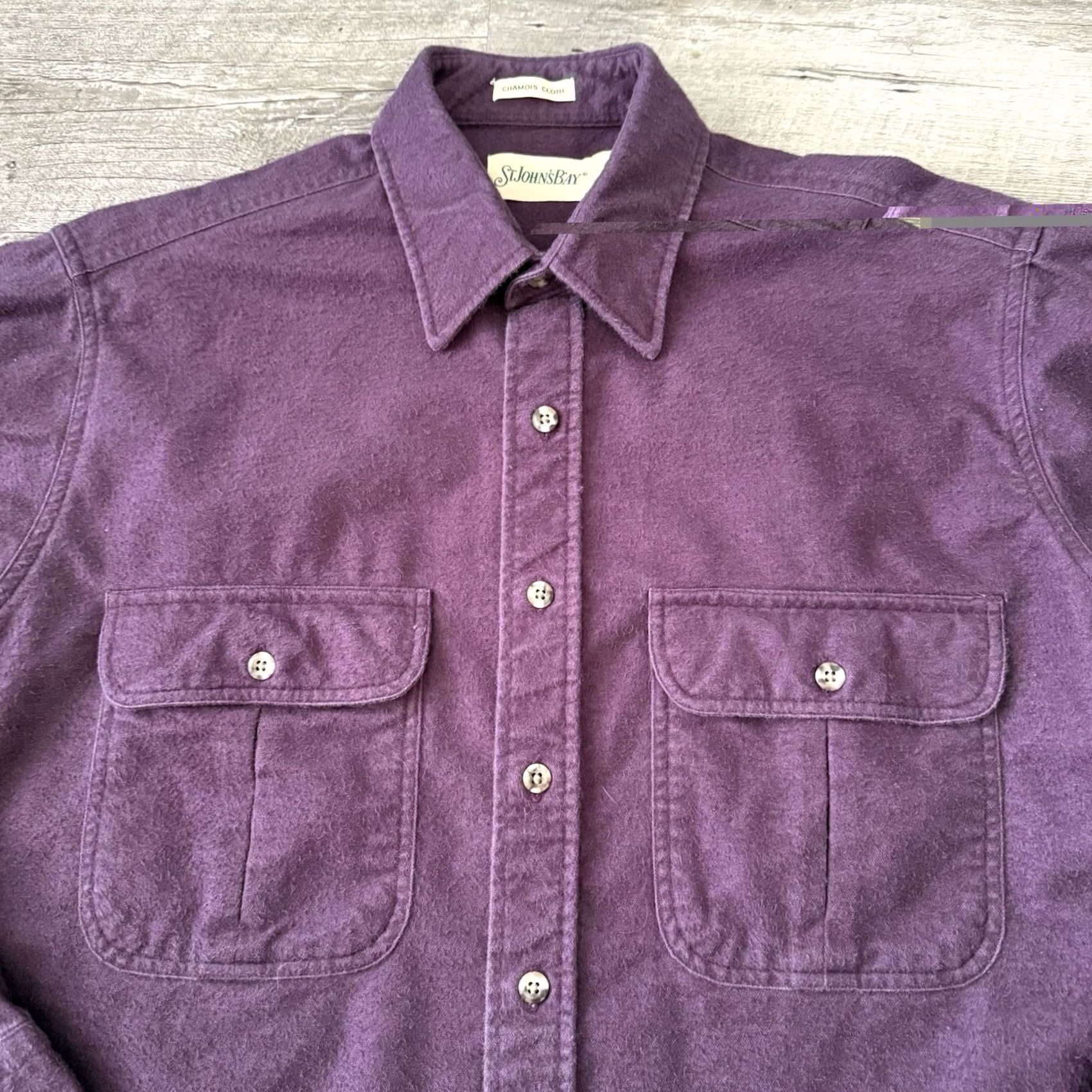 Vintage St Johns Bay Chamois Shirt Mens Large Purple Flannel Button Up Shacket Outdoor Size US L / EU 52-54 / 3 - 6 Thumbnail