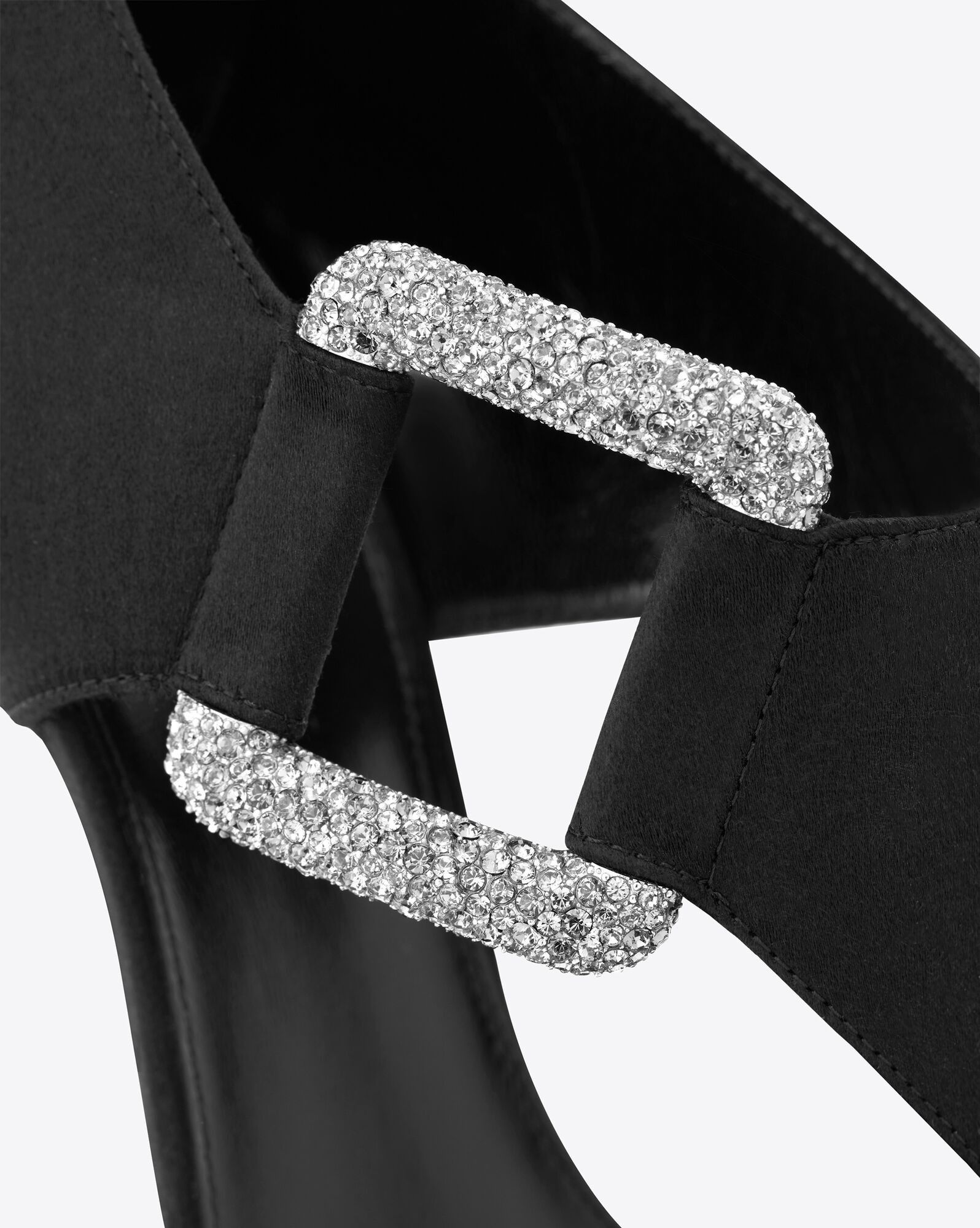 Saint Laurent Paris o1s1wg111024 Sean Sandals Crepe Satin Rhinestones in Black Size US 10 / IT 40 - 5 Thumbnail